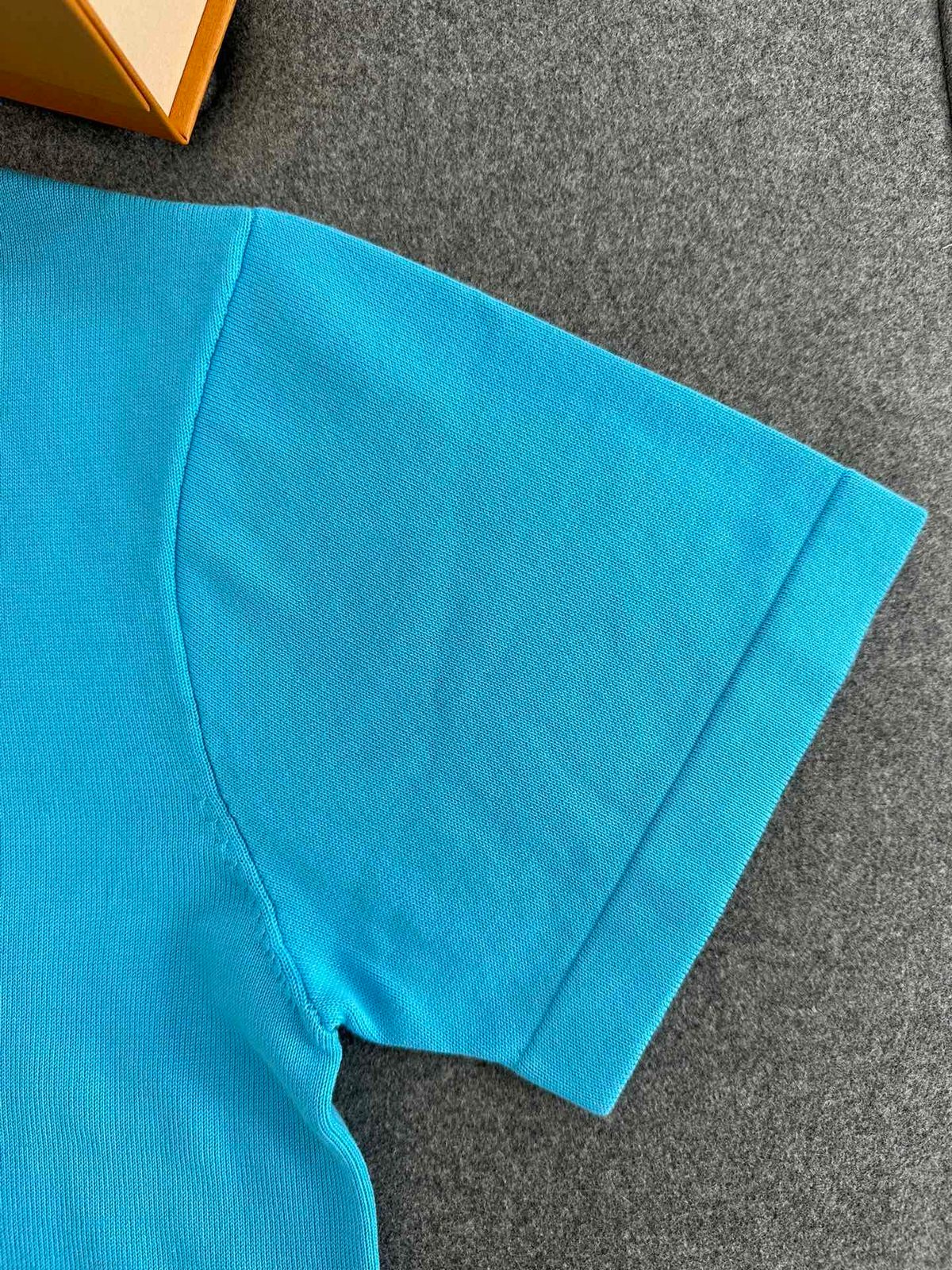 Turquoise Ribbed Cotton Crewneck T-Shirt