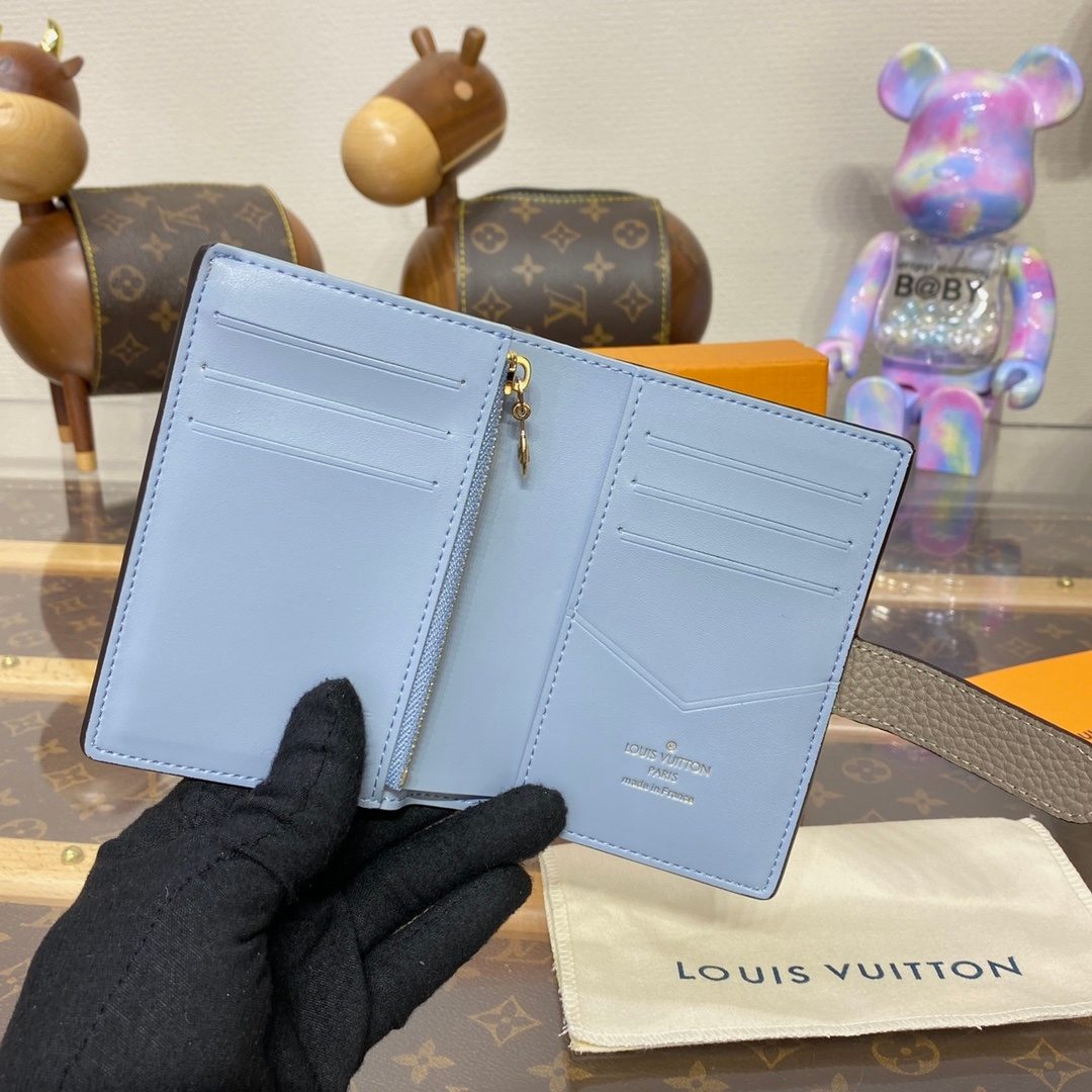 Louis Vuitton Monogram Canvas Compact Wallet Light Blue