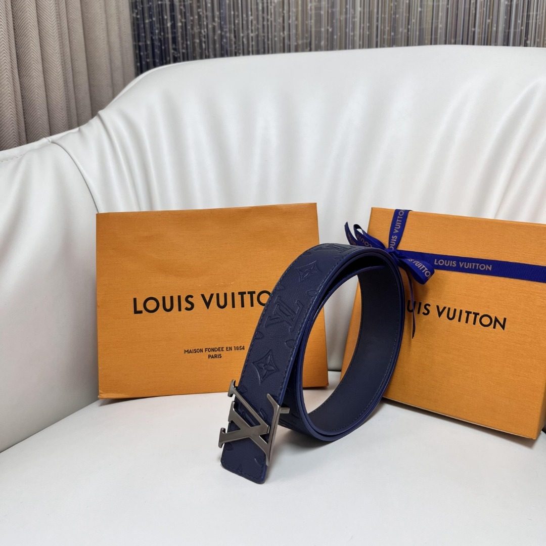 Louis Vuitton Monogram Leather Belt Navy