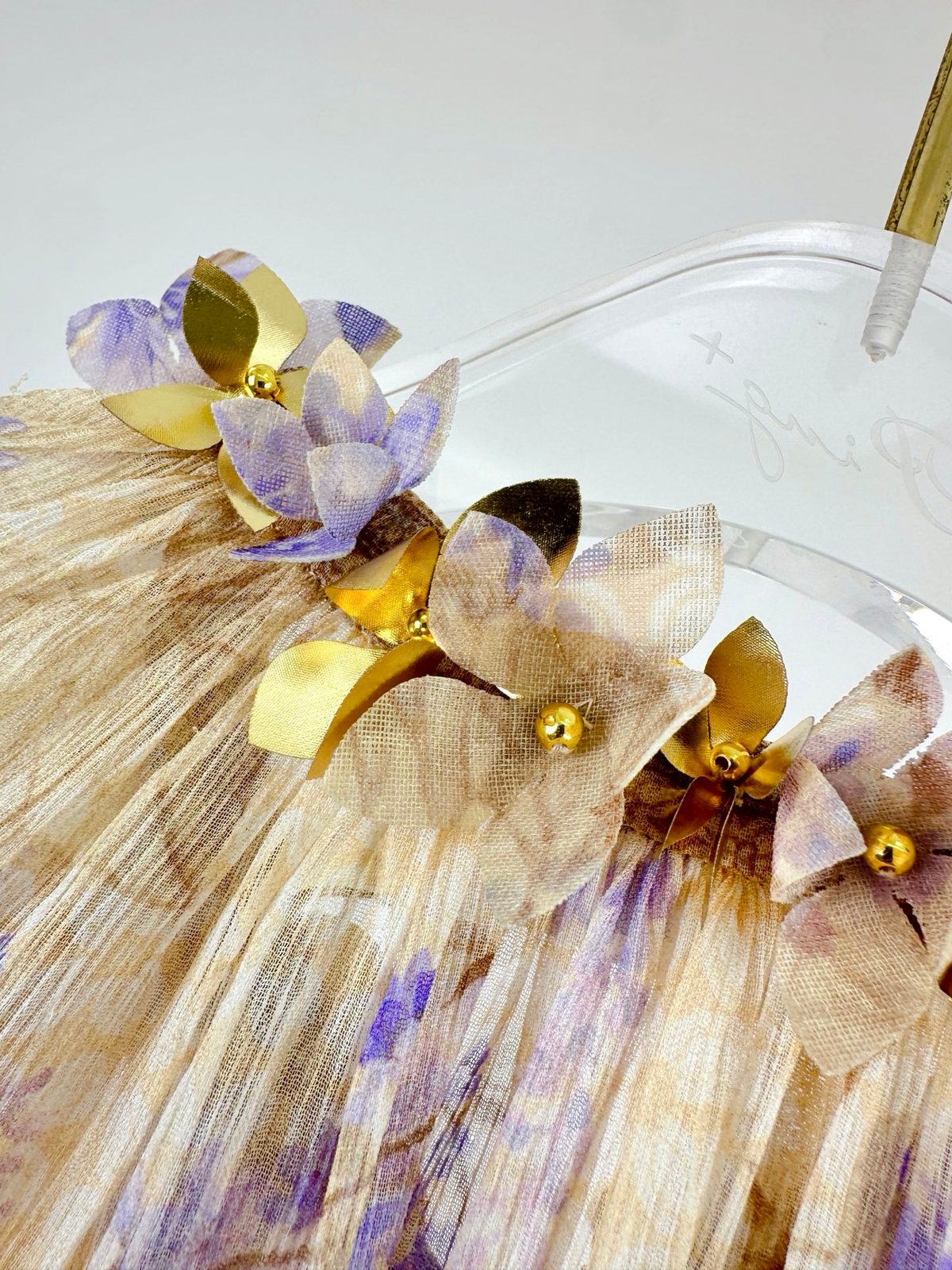 Luxury Purple & Gold Embellished Tulle Gown