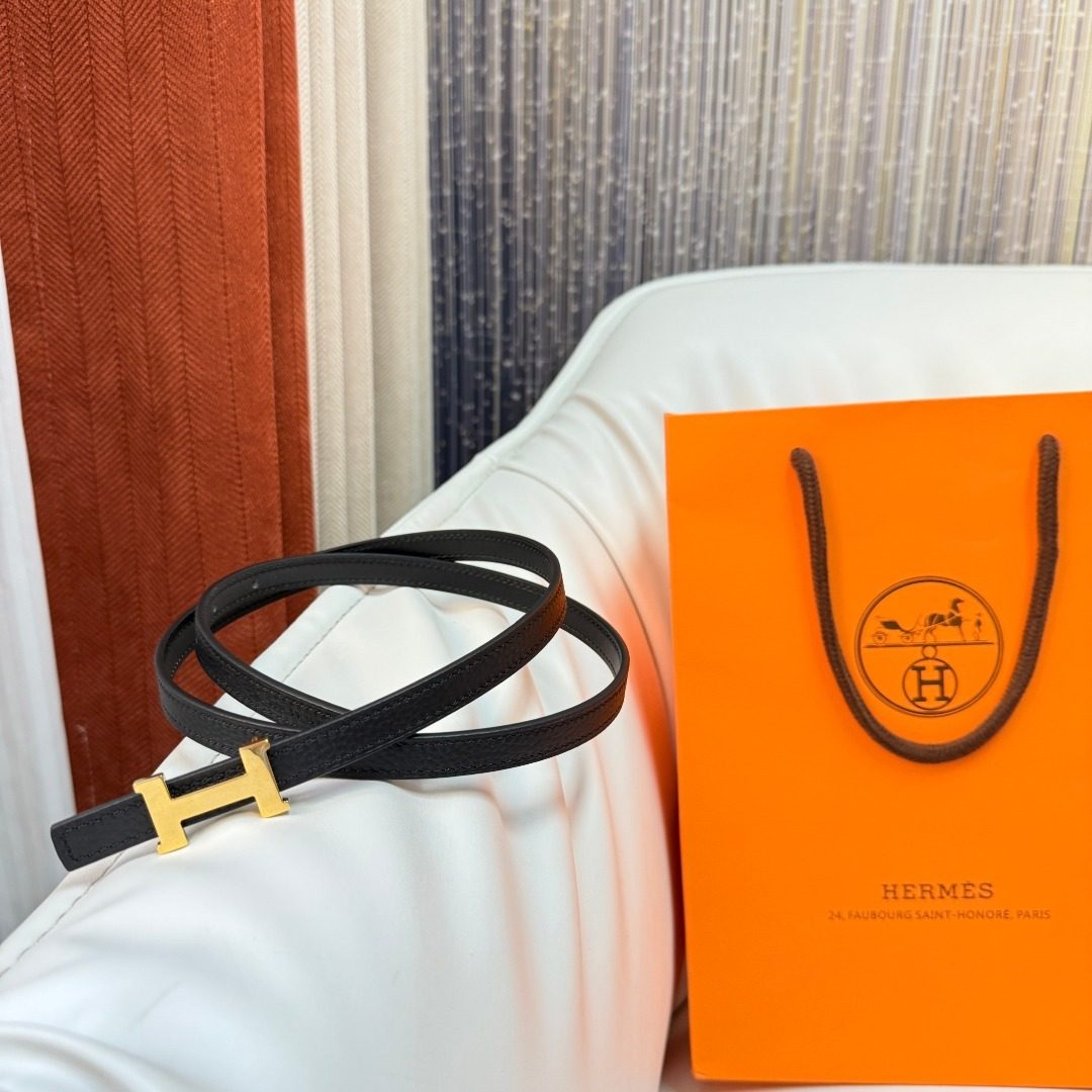 Hermès Constance H Leather Belt Black