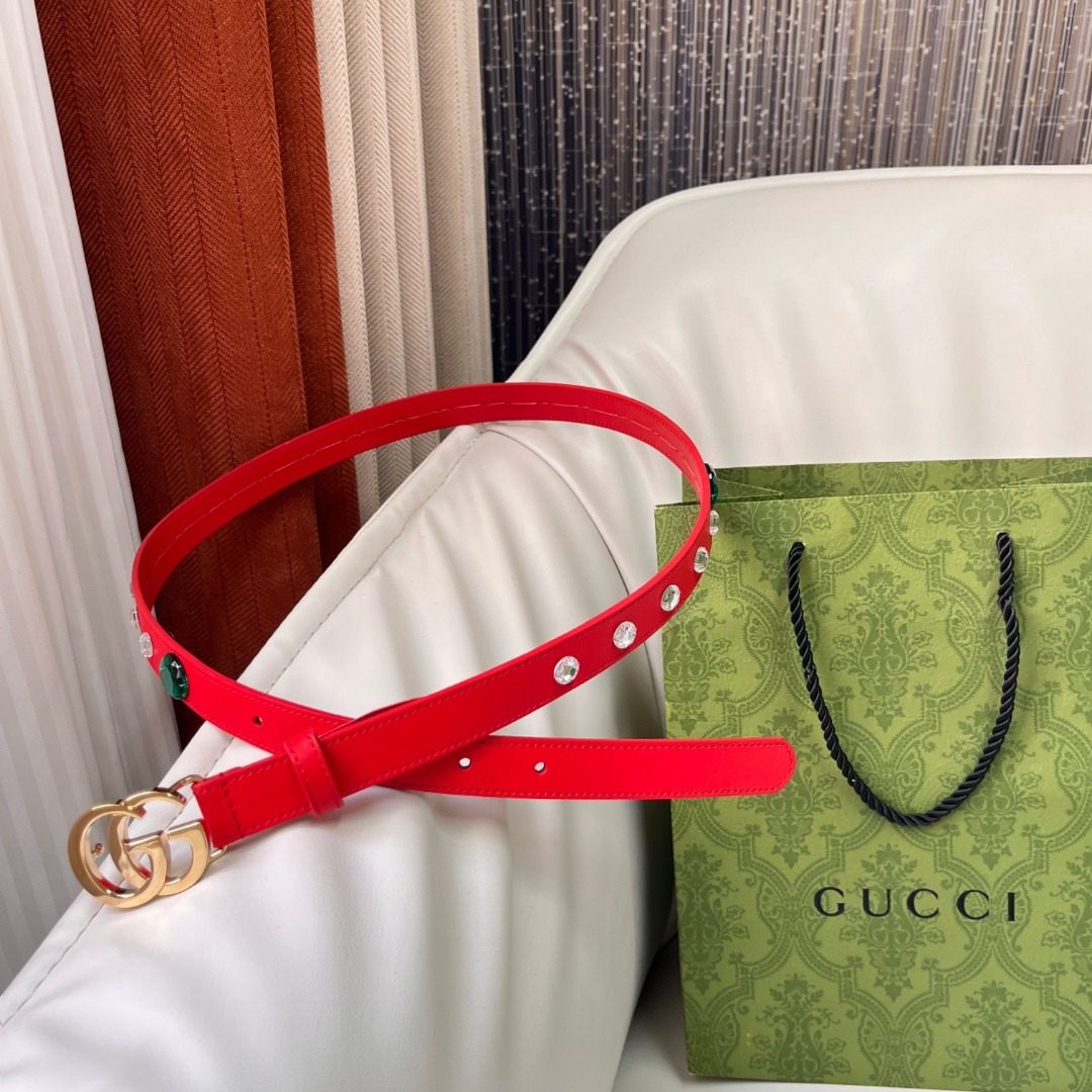 Gucci GG Marmont Red Leather Belt