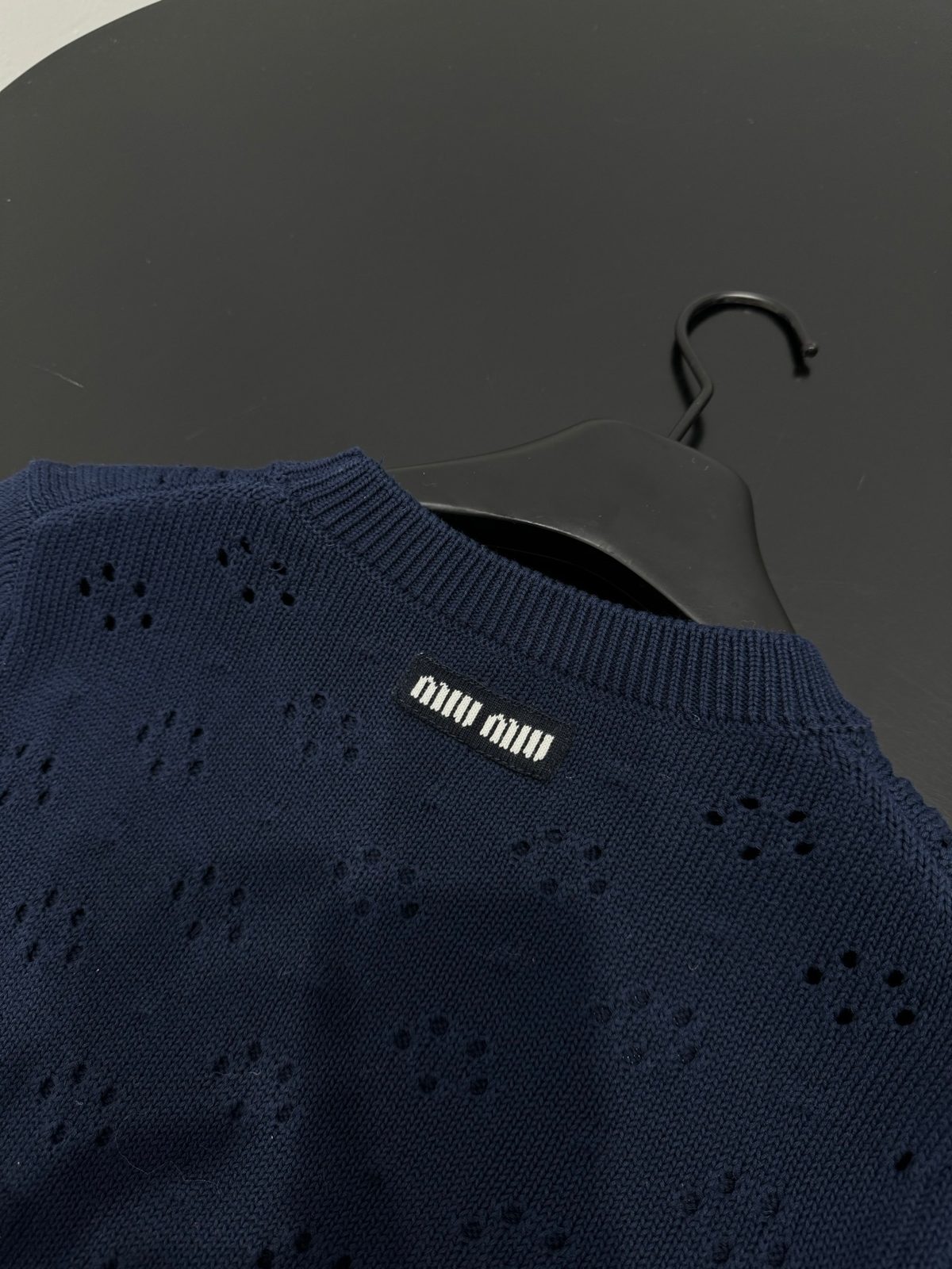 Miu Miu Perforated Wool Crewneck Sweater