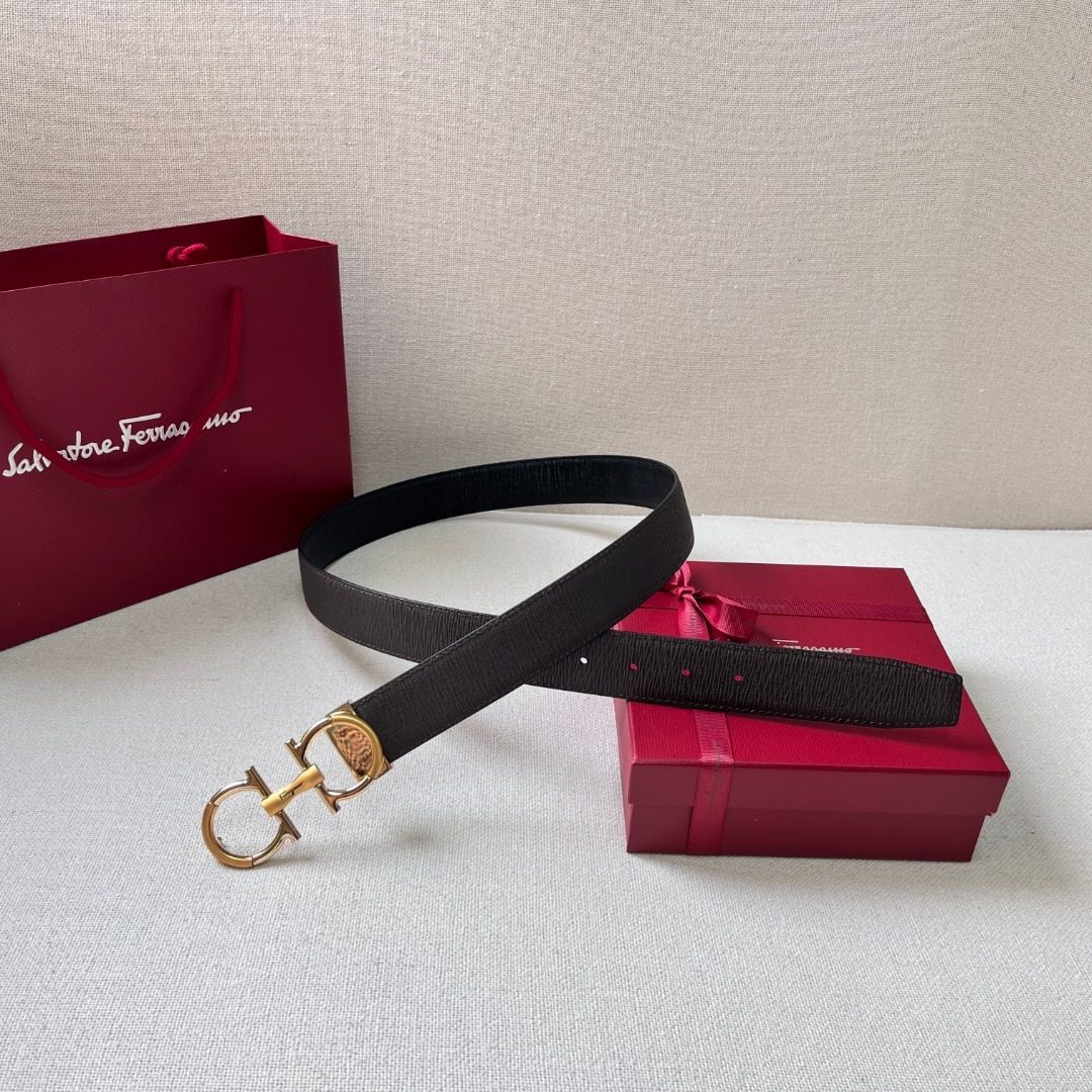 Salvatore Ferragamo Black Gancini Belt