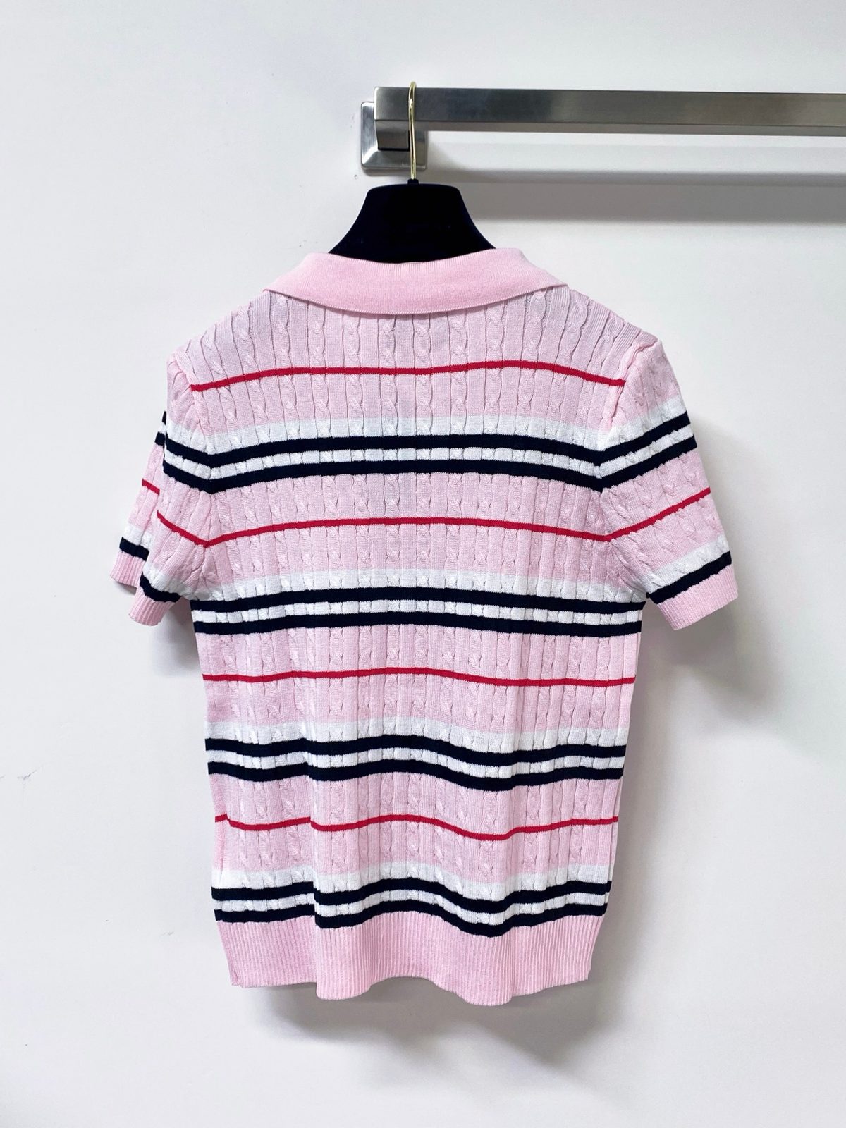 Prada Striped Ribbed Polo Shirt