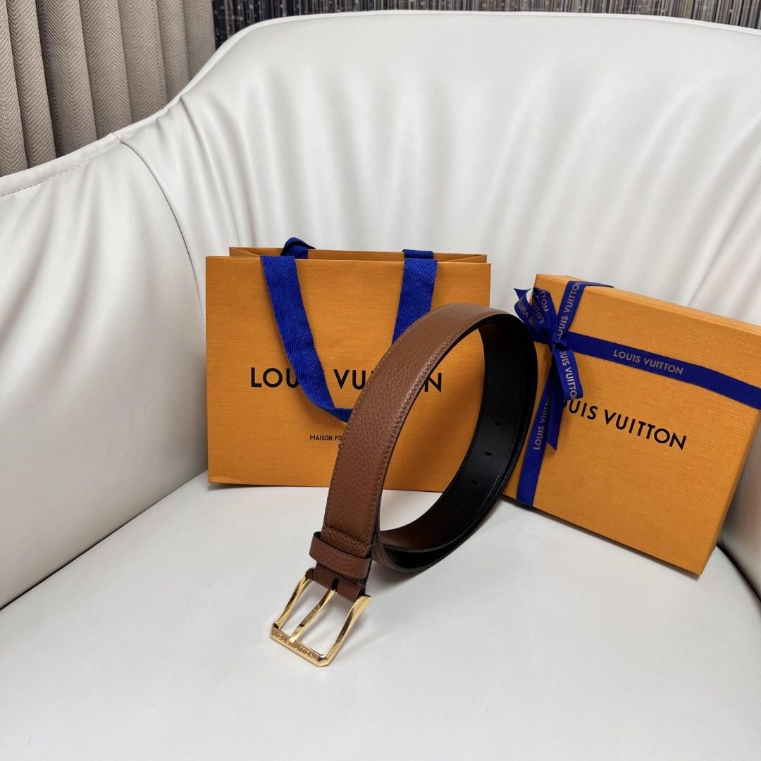 Louis Vuitton Reversible Leather Belt Brown