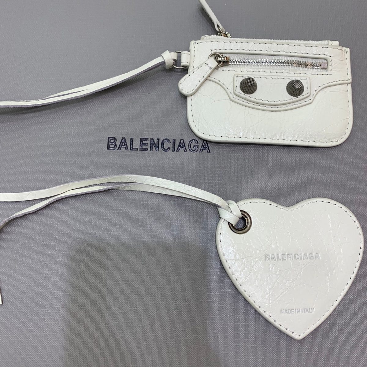 Balenciaga White Croc-Embossed Leather Clutch