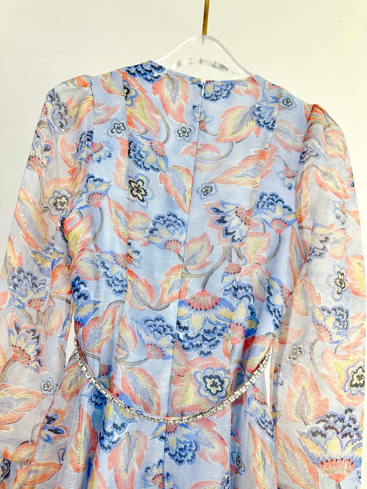 Floral Print Linen Silk Midi Dress