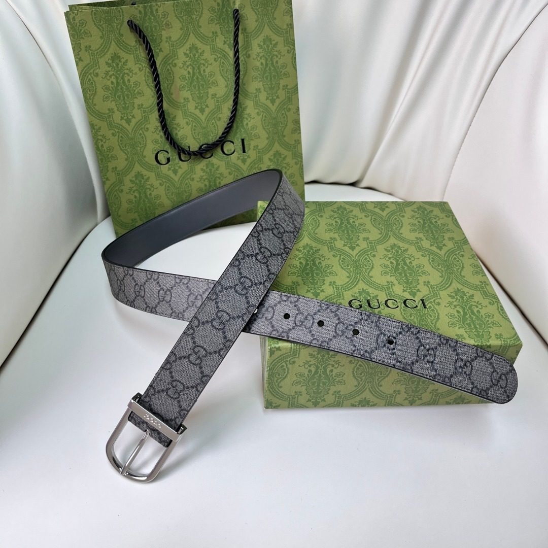 Gucci GG Canvas Leather Belt