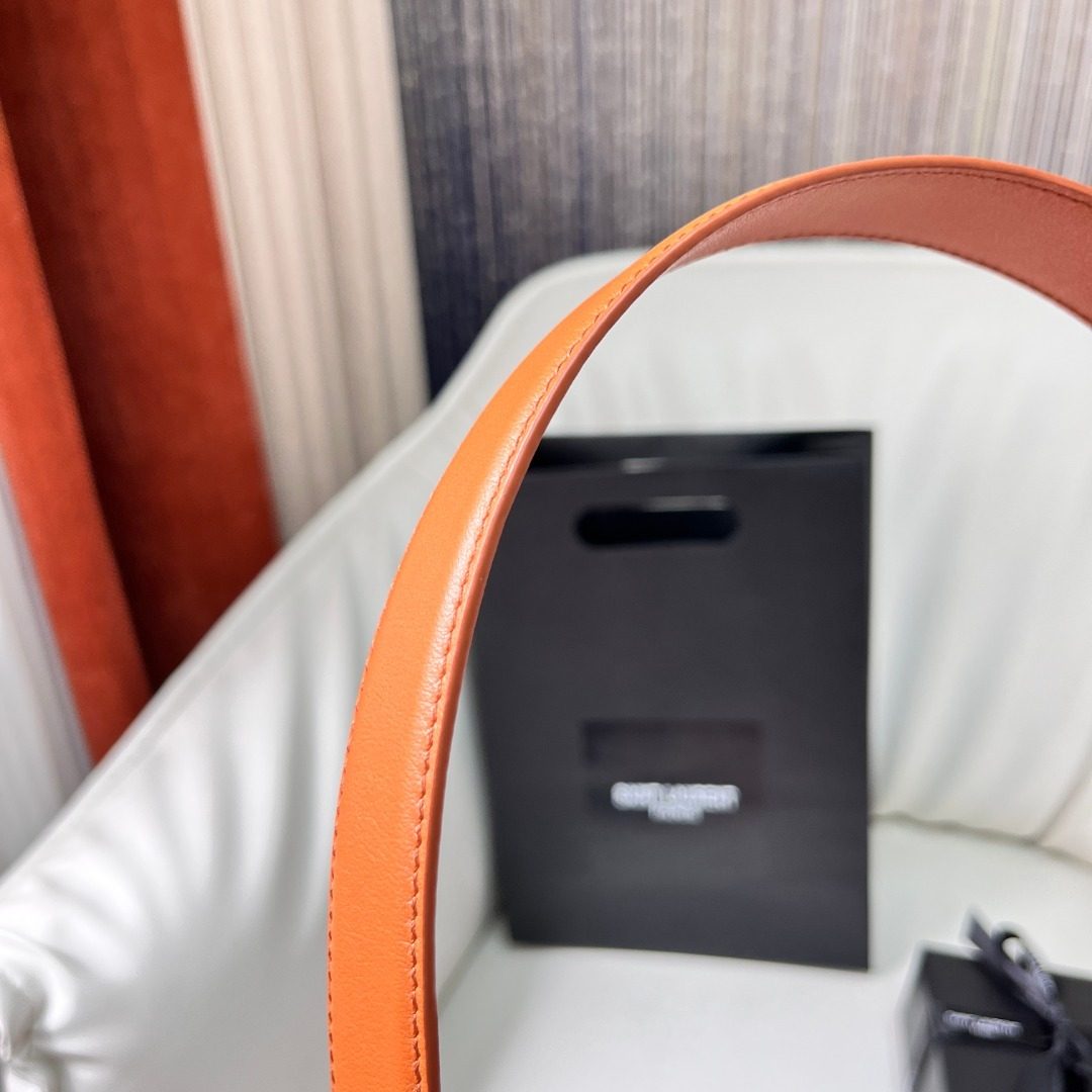 Saint Laurent Paris Leather Belt Orange