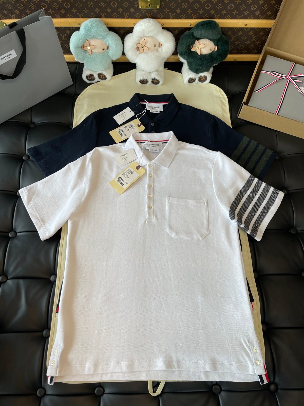 Thom Browne Striped Polo Shirt Navy White