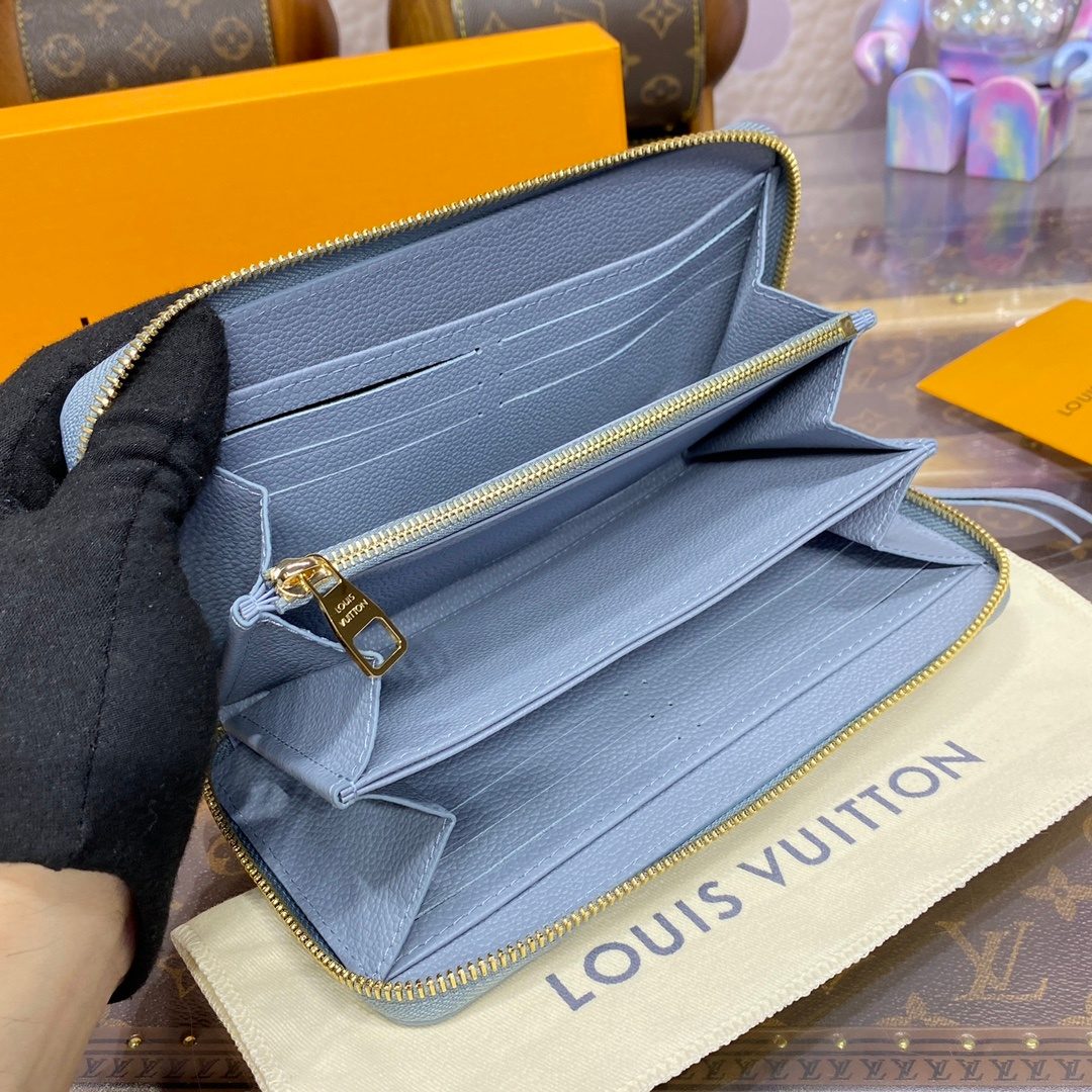 Louis Vuitton Zippy Wallet Blue Leather