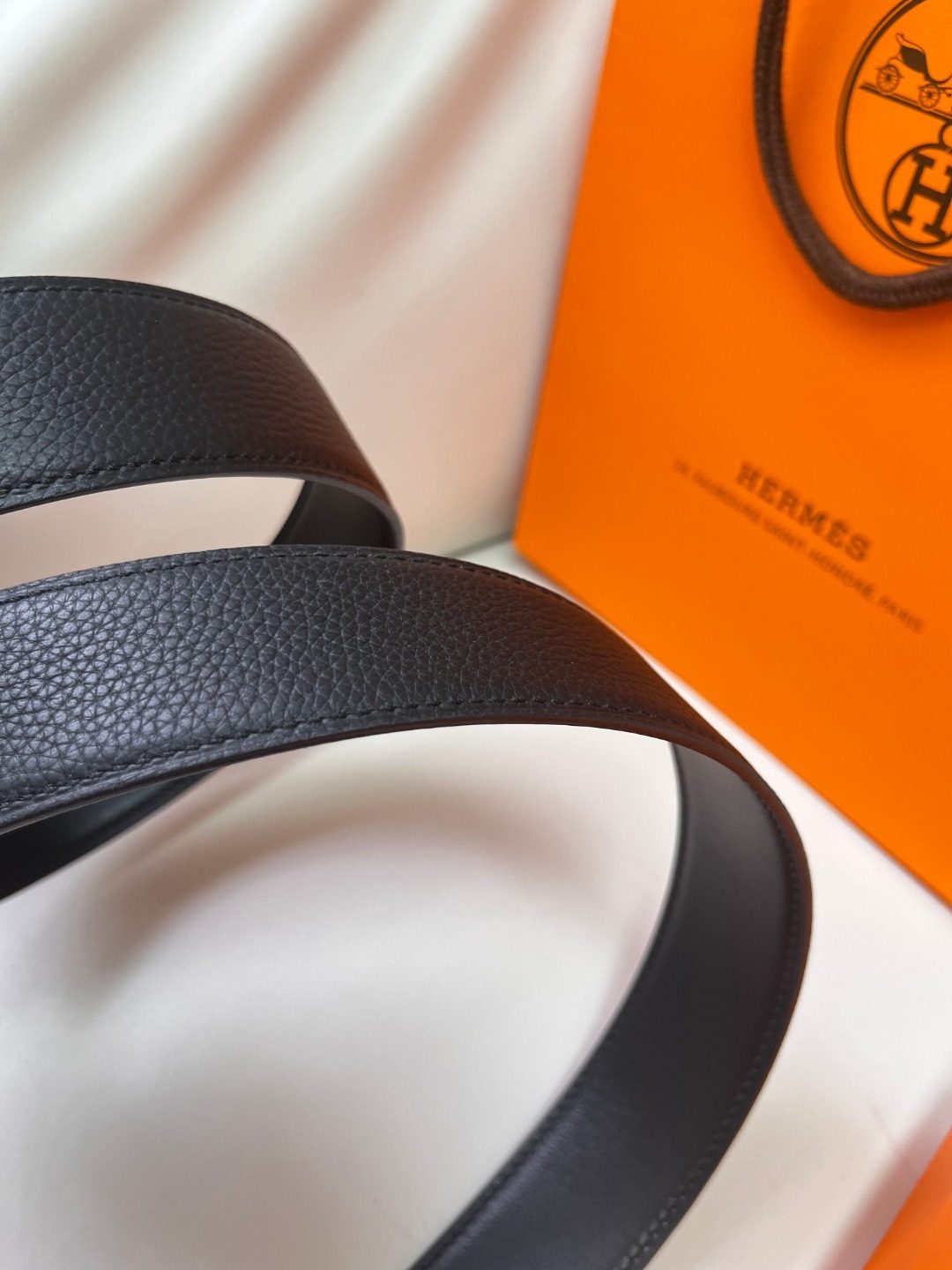 Hermès H Buckle Black Leather Belt
