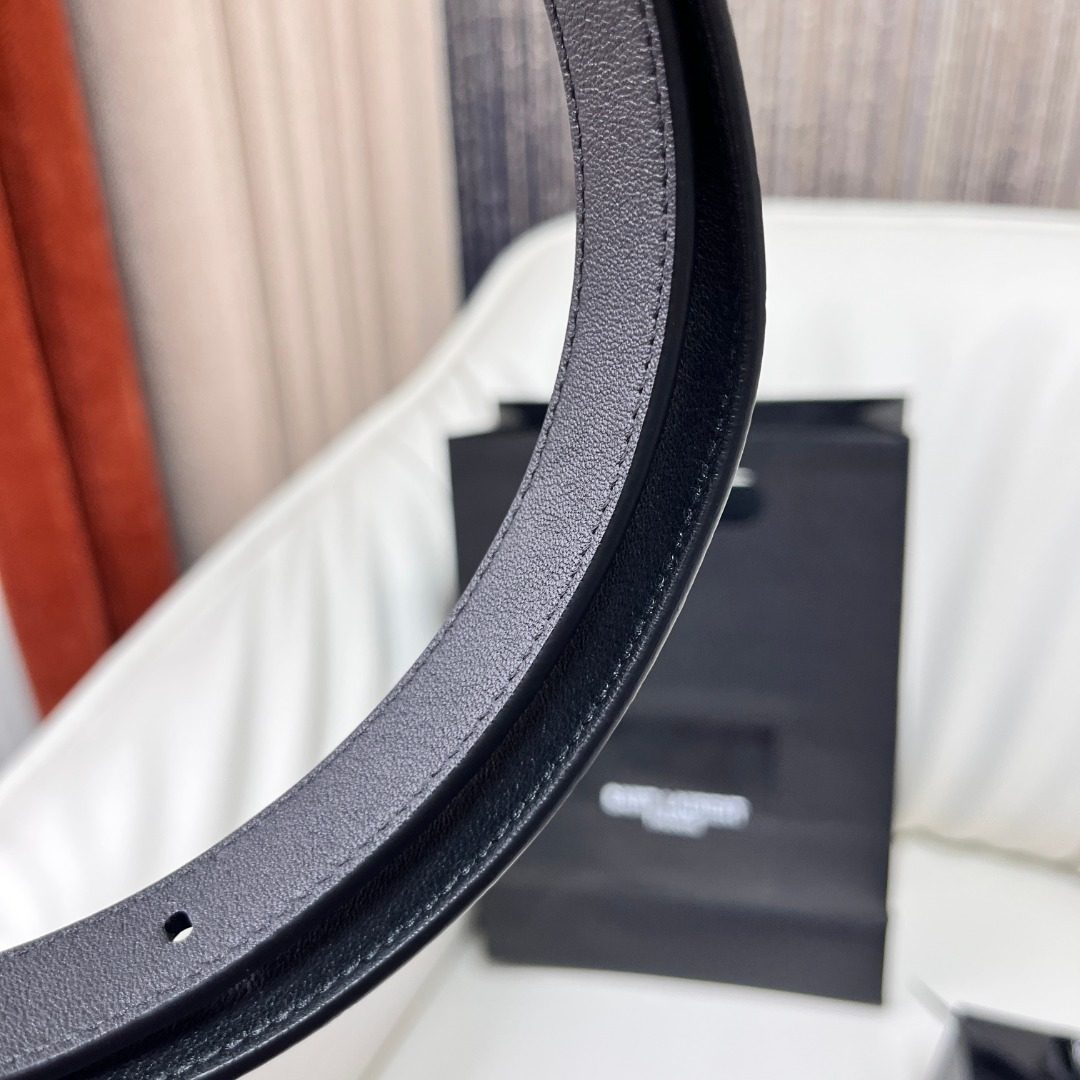 Black Textured Leather Belt with Square Buckle