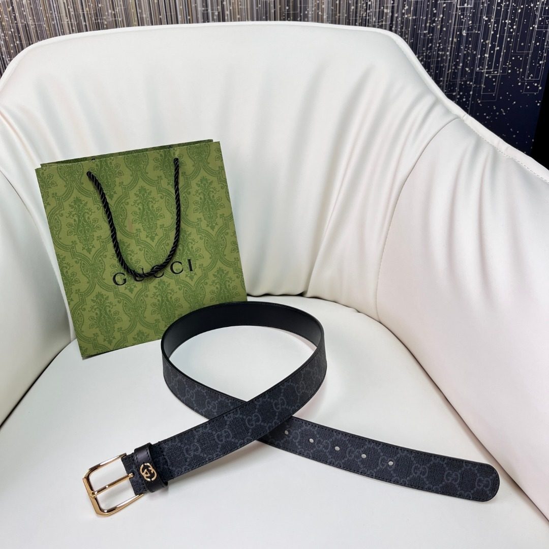 Gucci GG Canvas Leather Belt