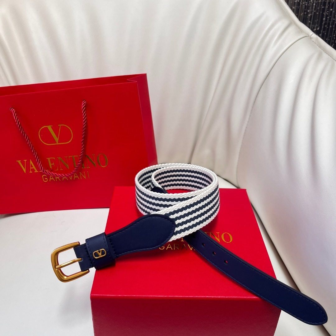 Valentino Garavani Striped Canvas Belt