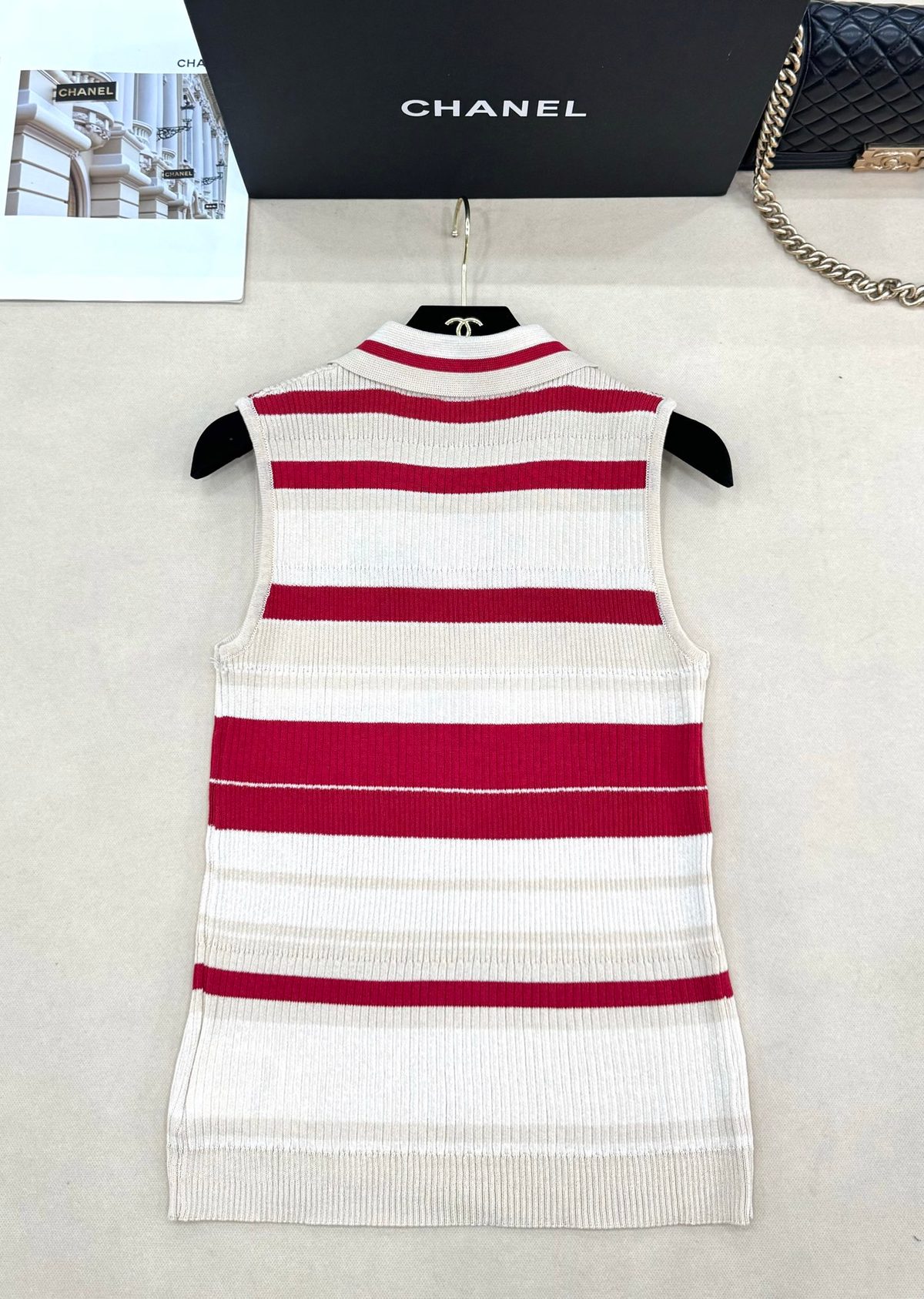 Chanel Striped Ribbed Knit Vest