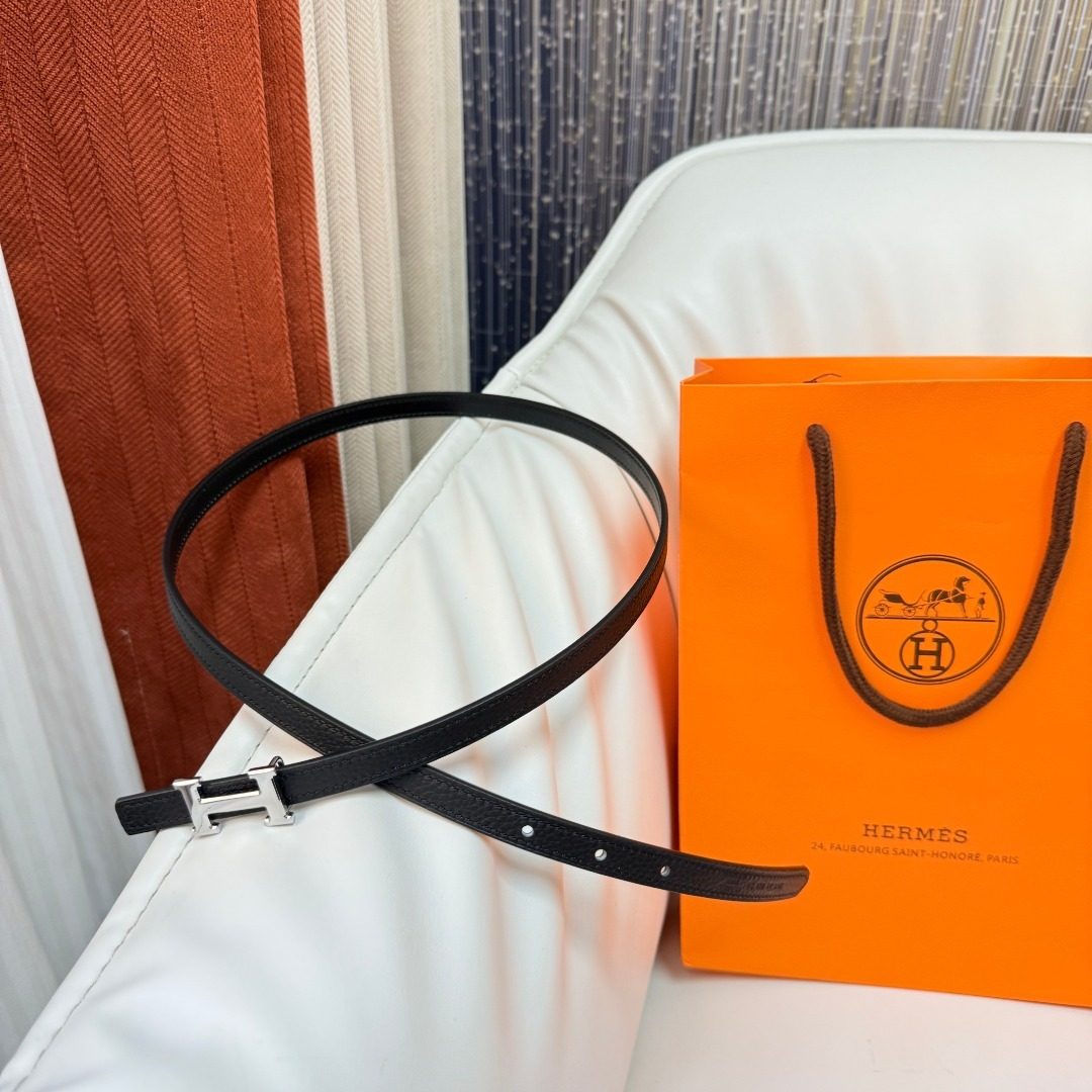 Hermès H Buckle Leather Belt Black