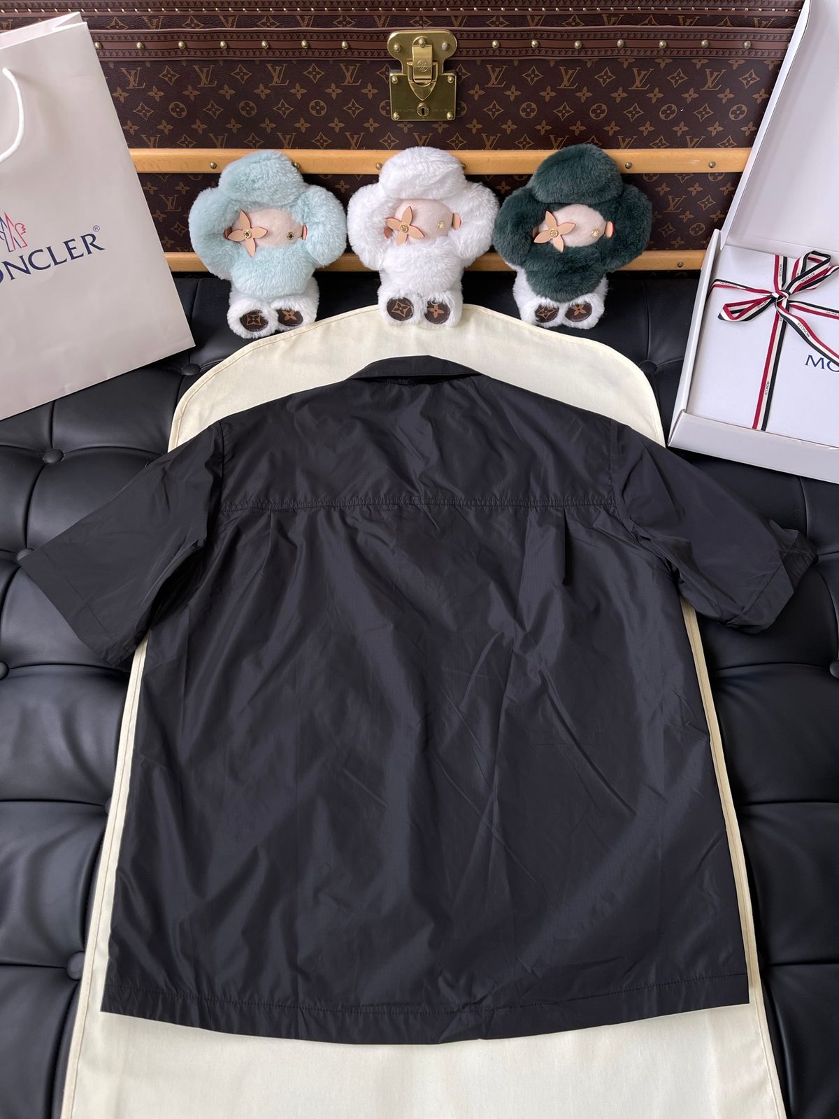 Moncler Black Nylon Jacket with Cream Trim