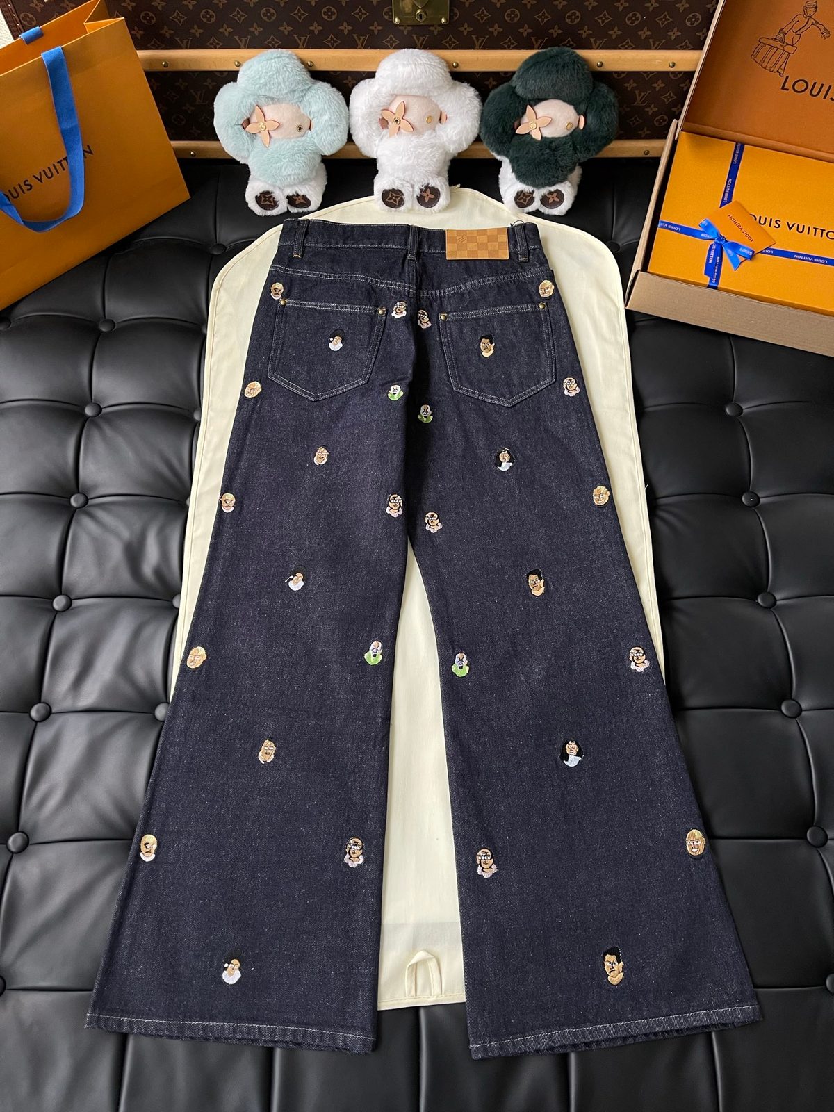 Louis Vuitton Monogram Embroidered Dark Denim Jeans