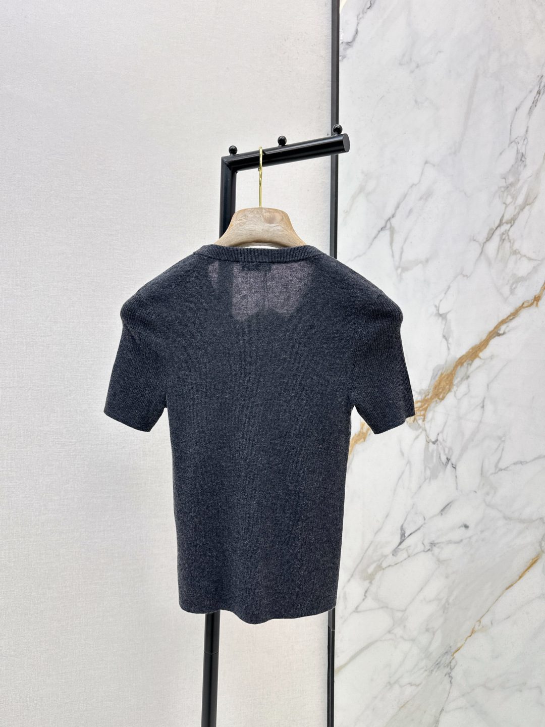 Brunello Cucinelli Charcoal Knit T-Shirt