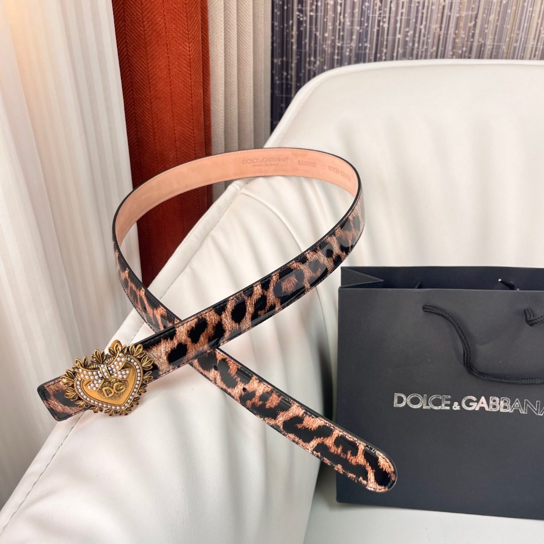 Dolce & Gabbana Leopard Print Leather Belt