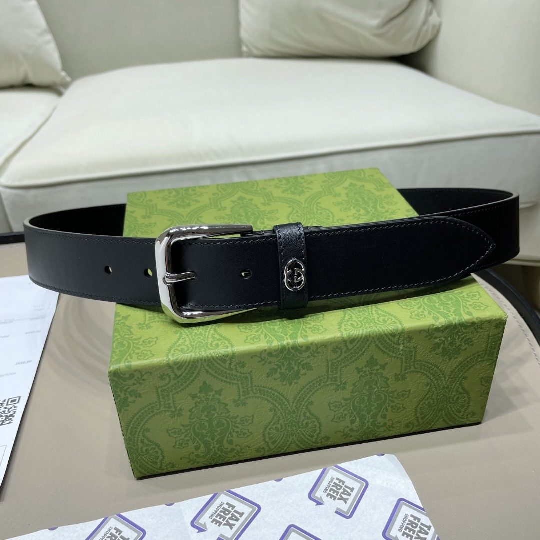 Gucci GG Marmont Black Leather Belt
