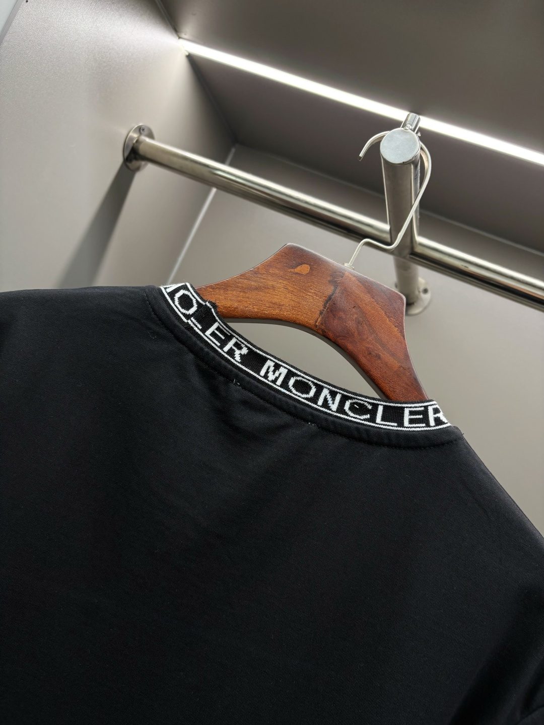 Moncler Logo Collar Black Crewneck T-Shirt