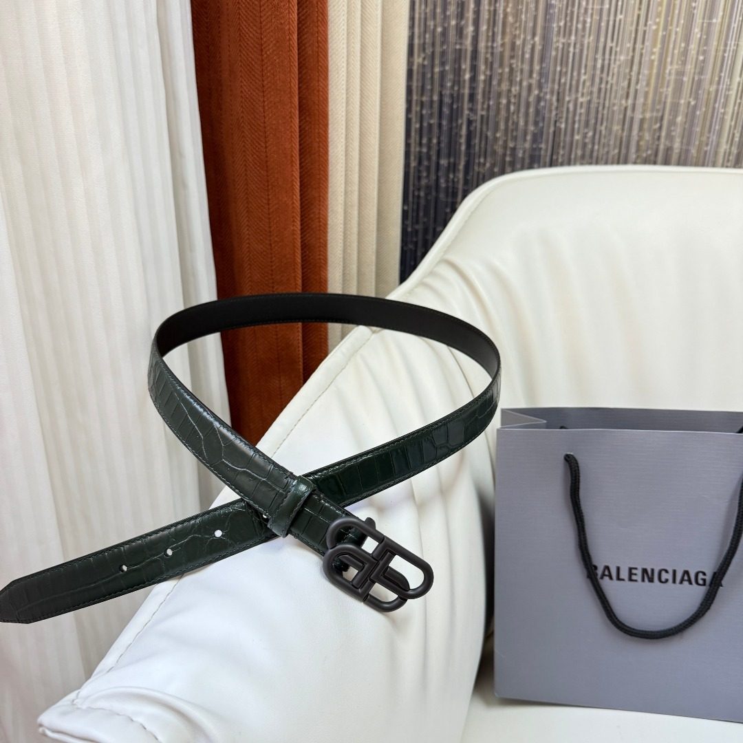 Balenciaga Crocodile Embossed Leather Belt