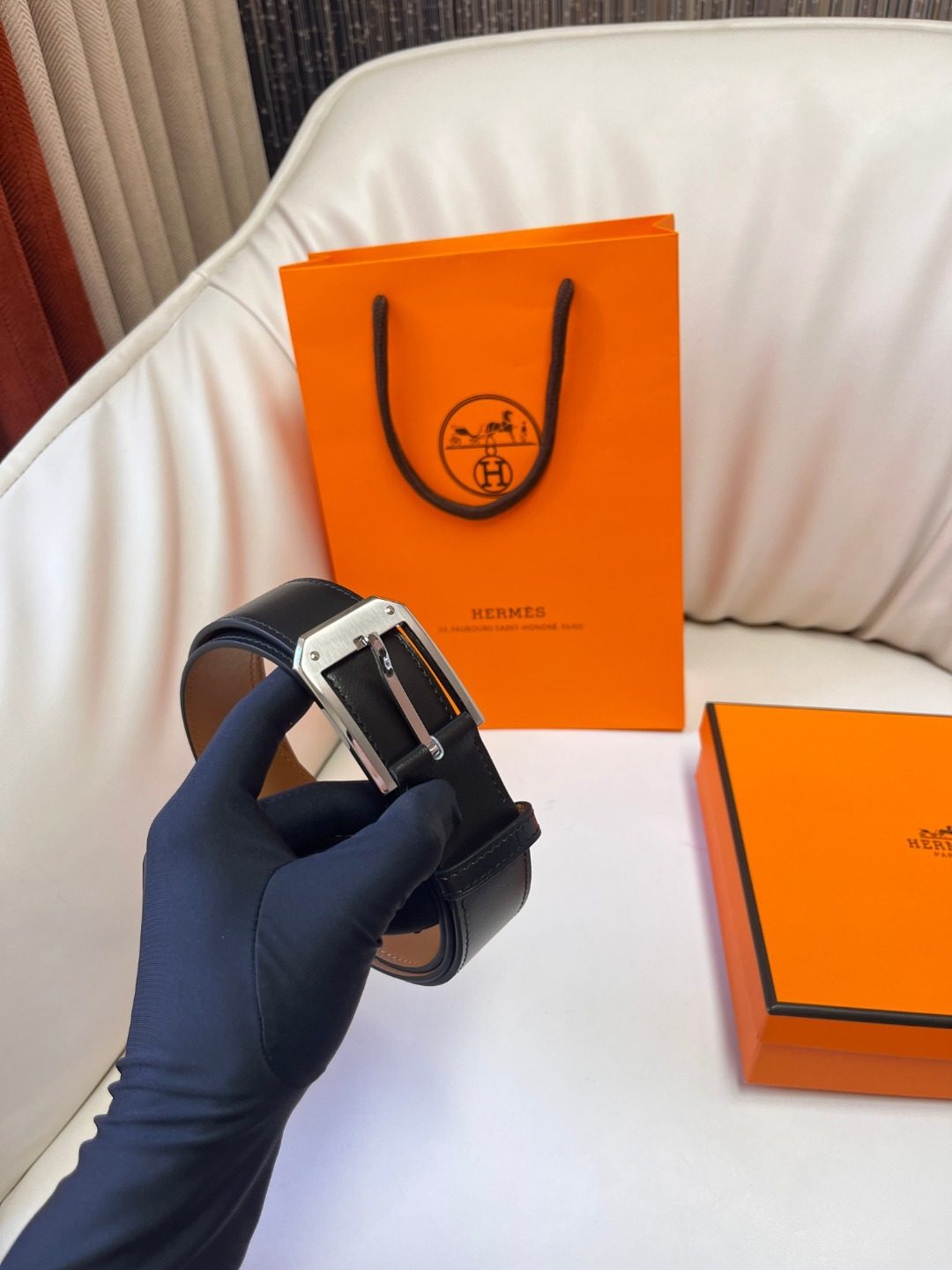 Hermès Reversible Leather Belt with H Buckle