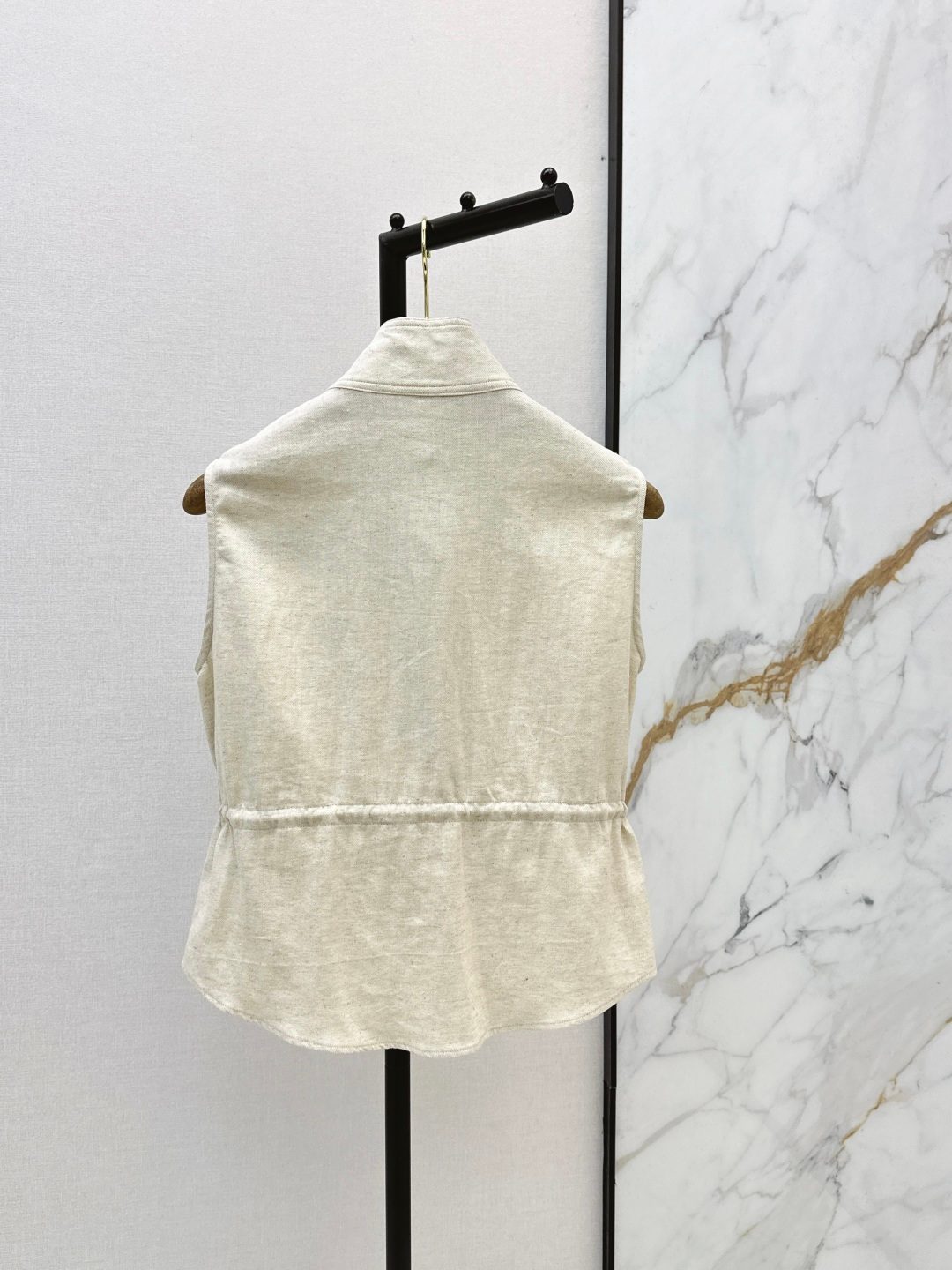 Luxury Linen Utility Vest Beige