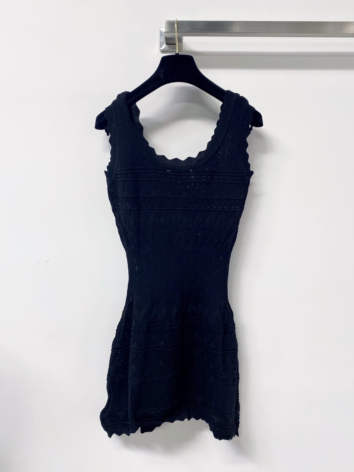Navy Blue Ribbed Knit Tank Top