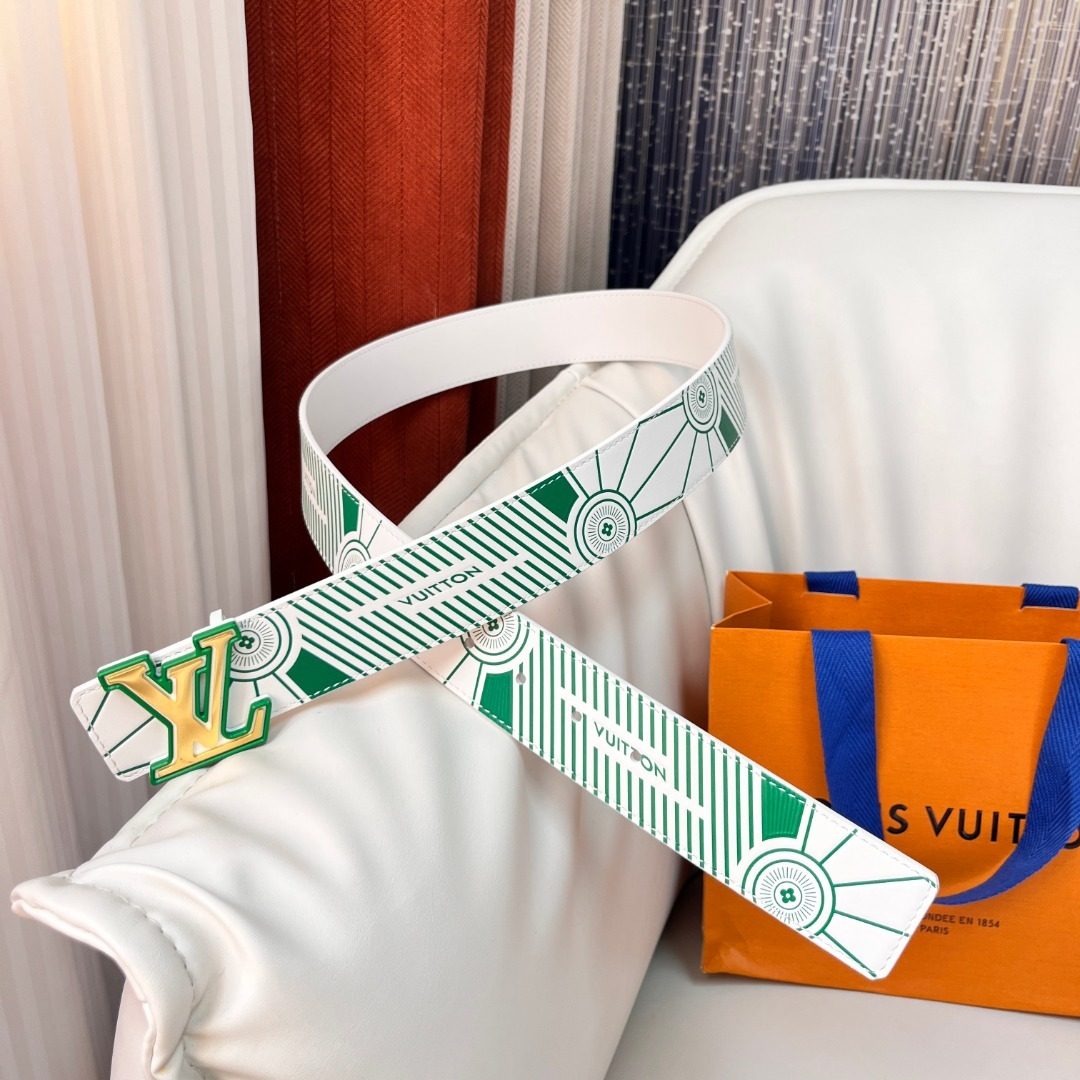 Louis Vuitton Monogram Green Leather Belt