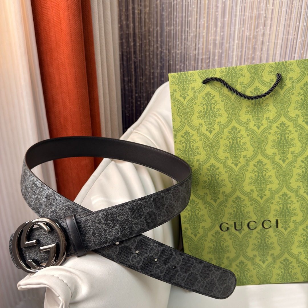 Gucci GG Canvas Leather Belt
