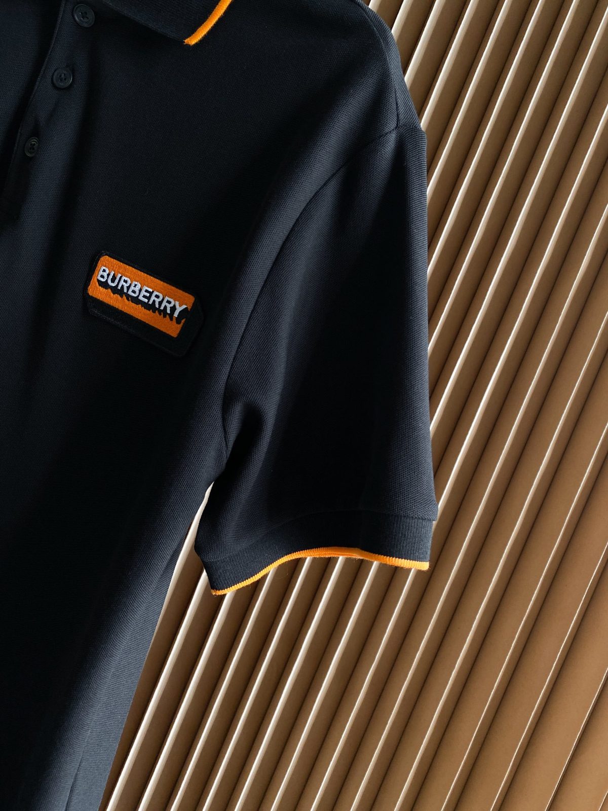 Burberry Orange Striped Polo Shirt