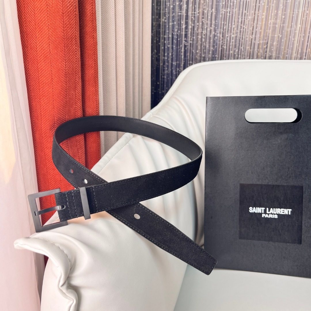 Saint Laurent Paris Black Leather Belt