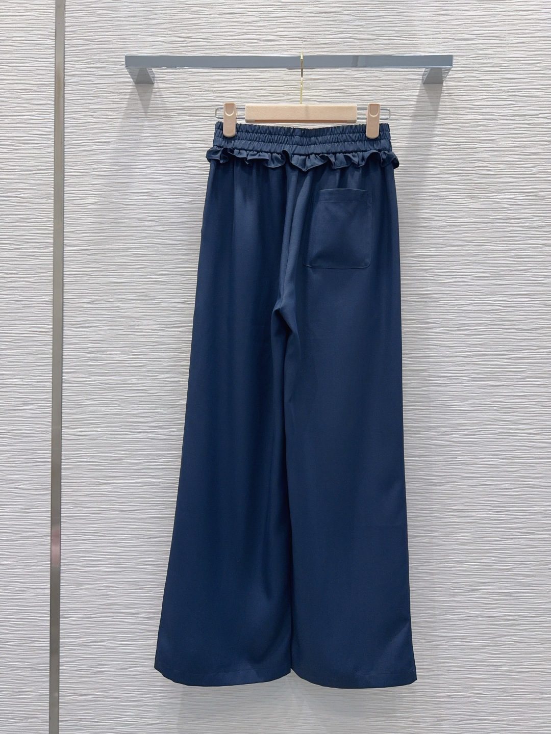 Navy Blue Wide-Leg Drawstring Trousers