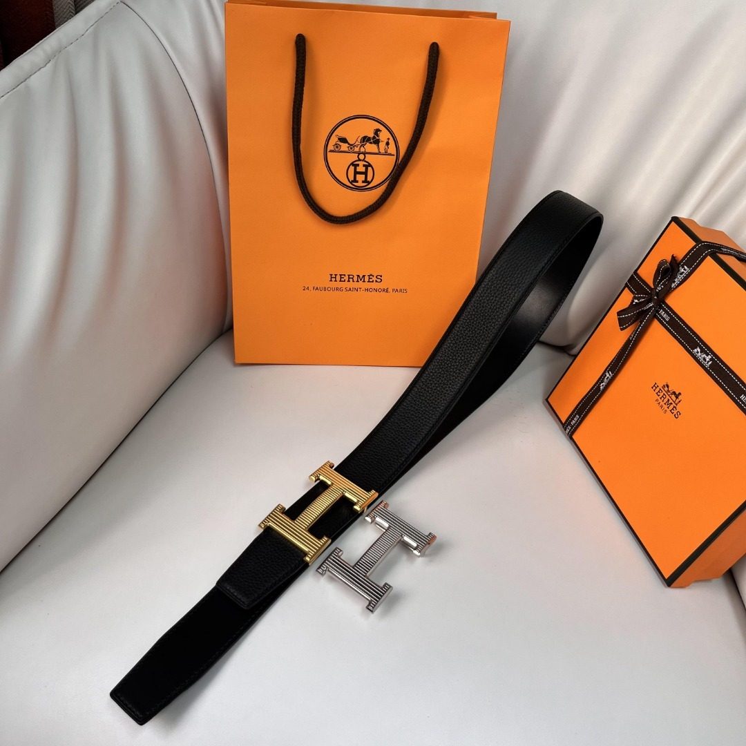 Hermès H Buckle Black Leather Belt