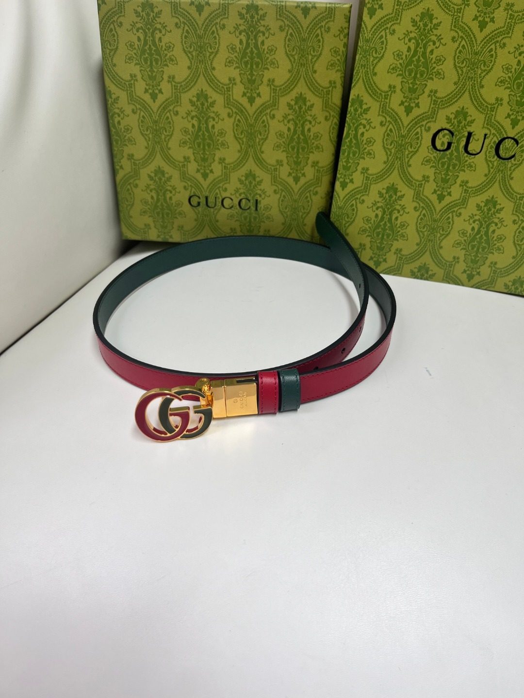 Gucci GG Marmont Leather Belt Red