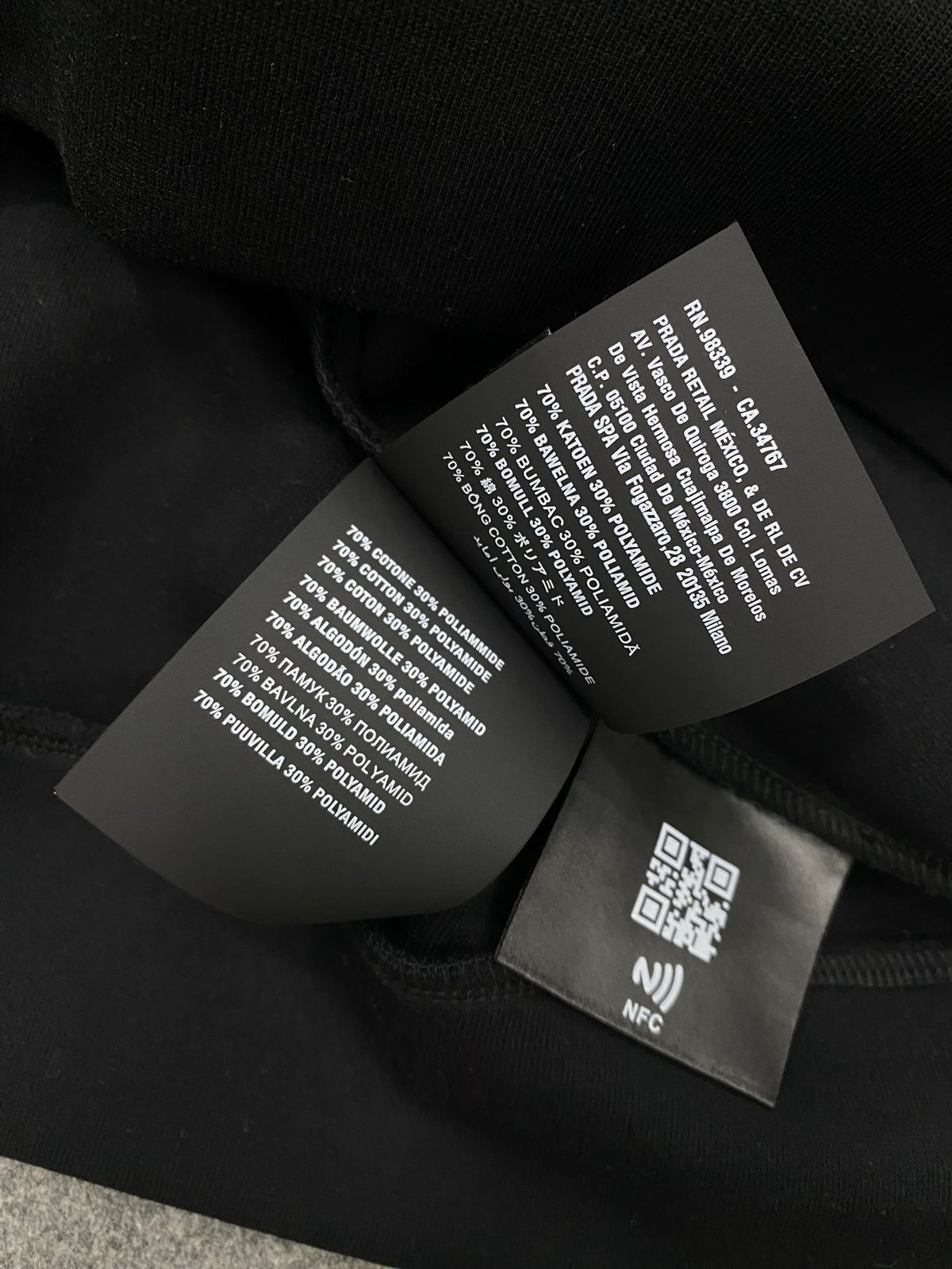 Prada Black Cotton Hoodie Sweatshirt