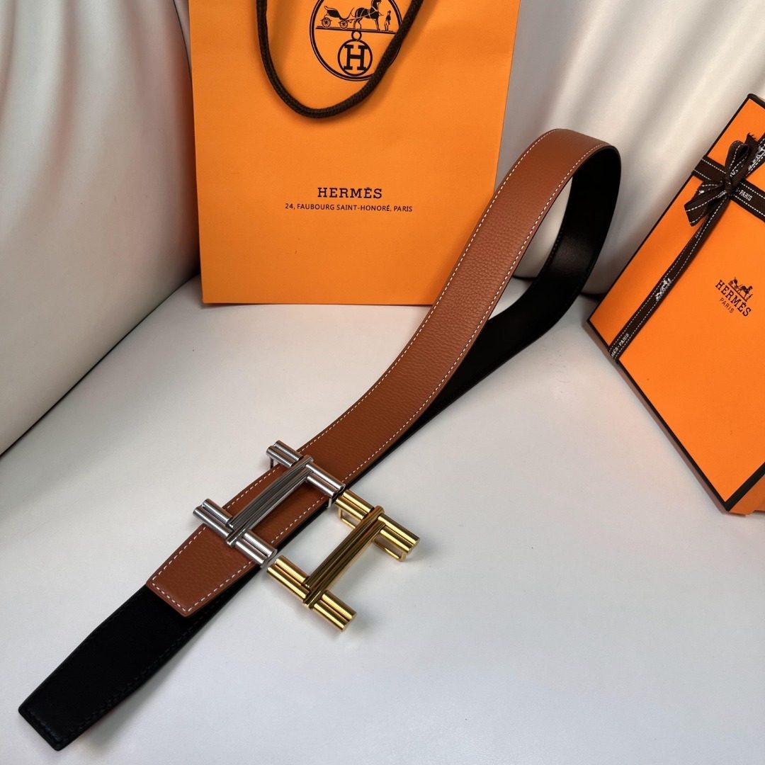 Hermès Leather Reversible H Belt