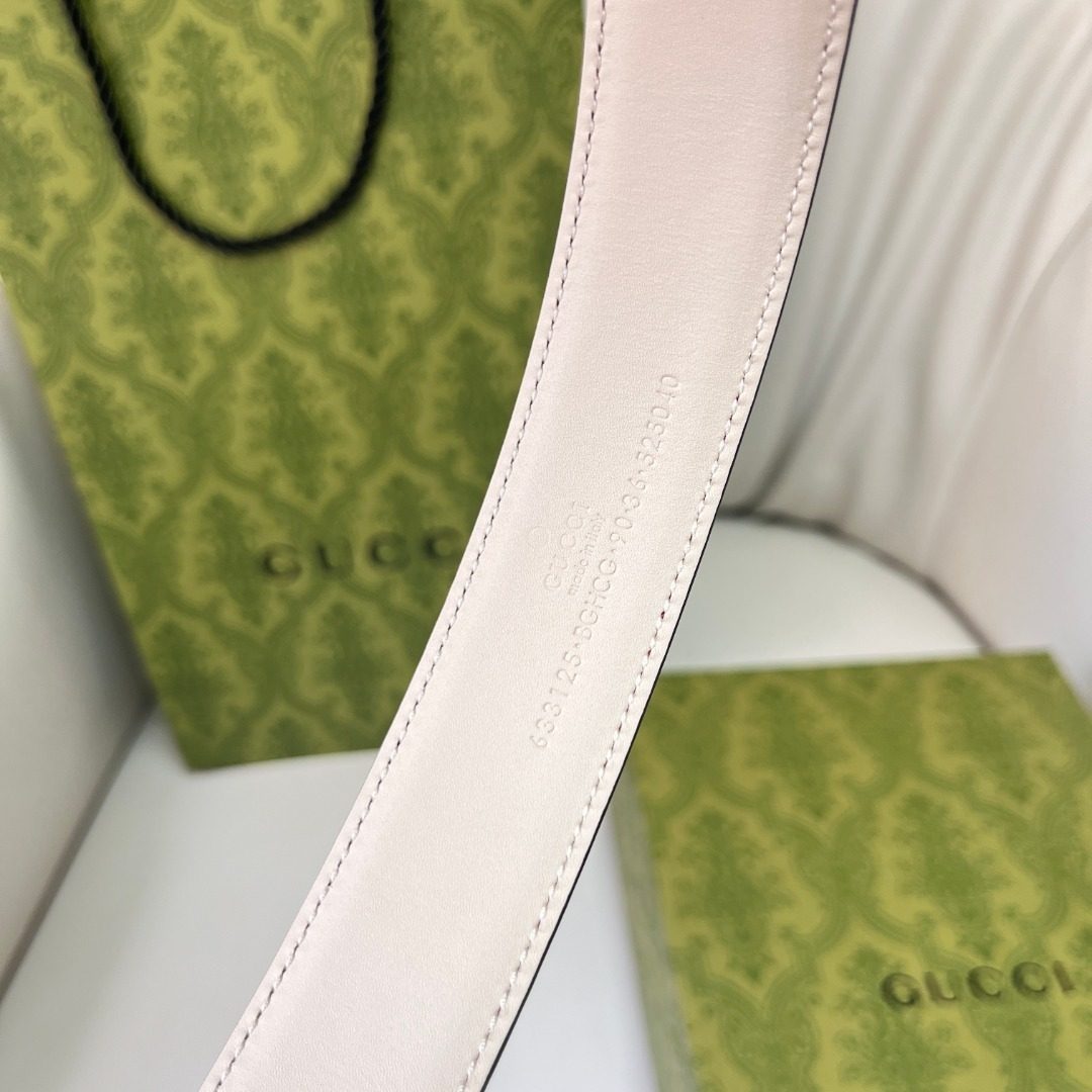 Gucci GG Marmont Crystal Buckle Leather Belt