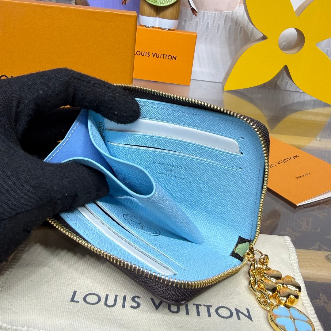 Louis Vuitton Monogram Canvas Pouch with Blue Interior