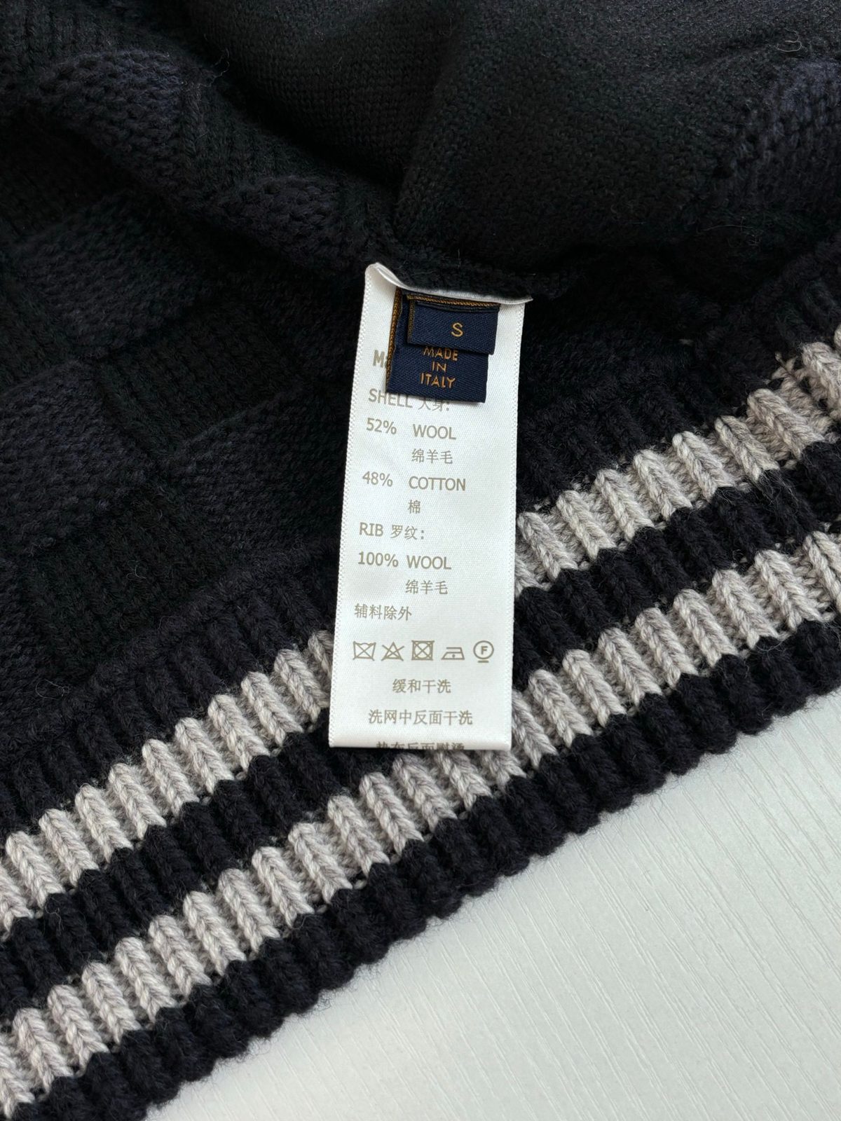 Navy Checkered Wool Cotton Zip Jacket