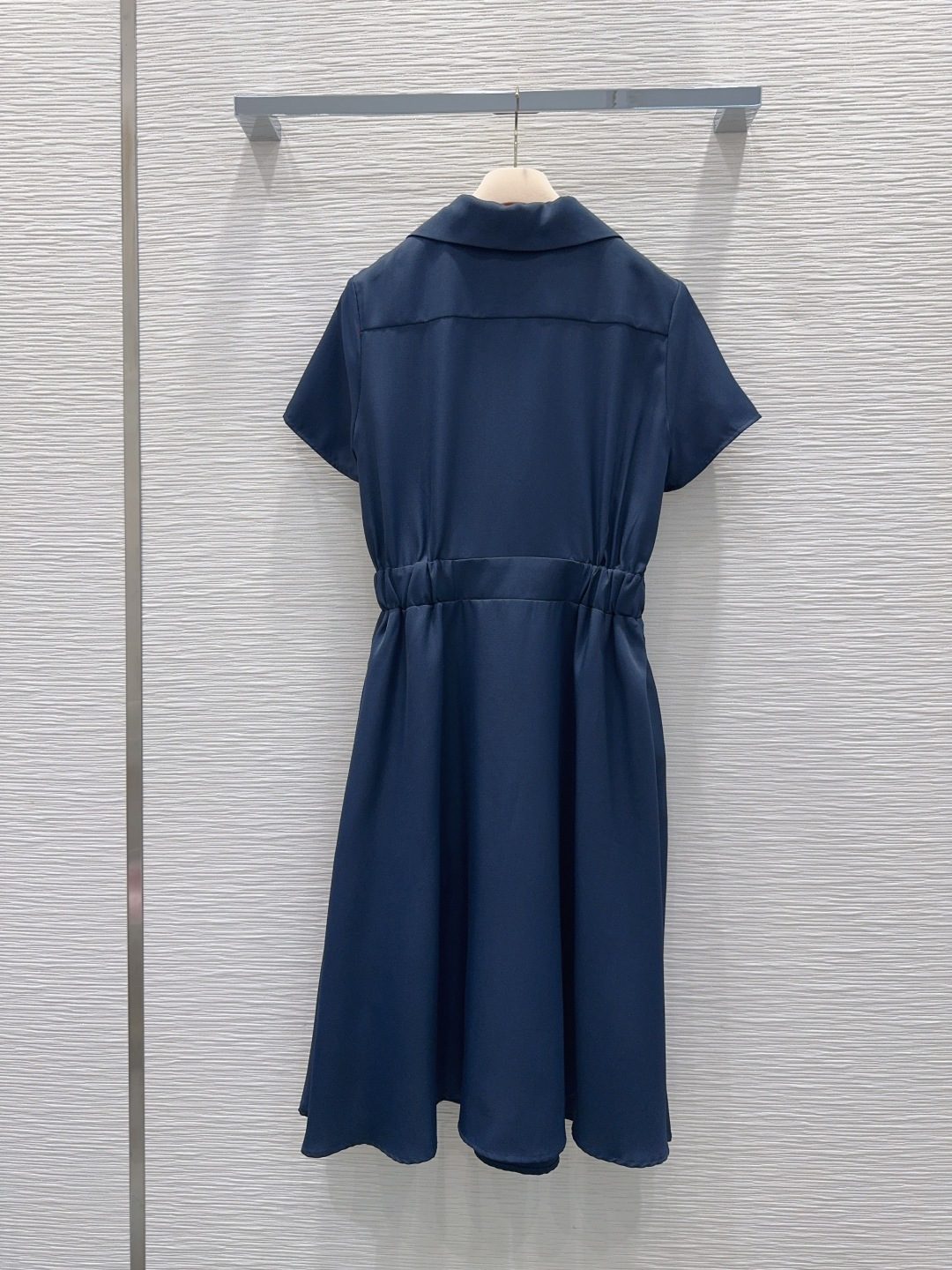 Navy Blue Short Sleeve Shirt Dress