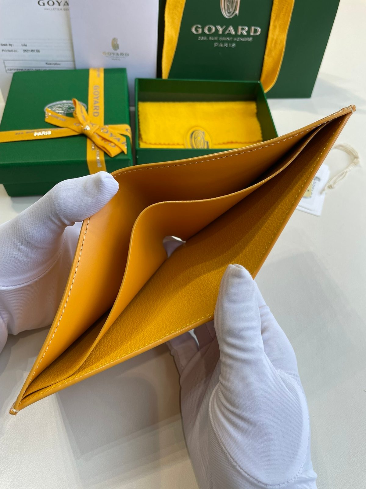 Goyard Yellow Leather Cardholder Wallet