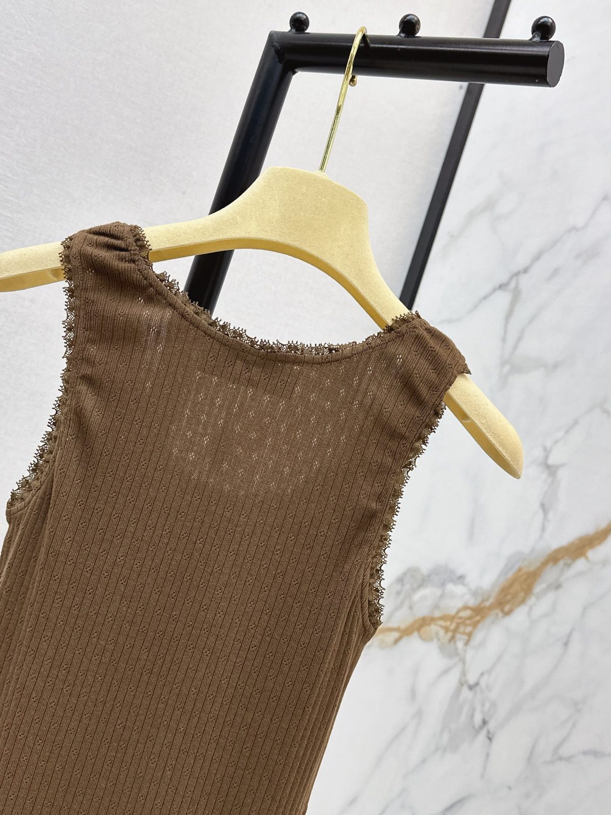 Miu Miu Ruffled Ribbed Tank Top
