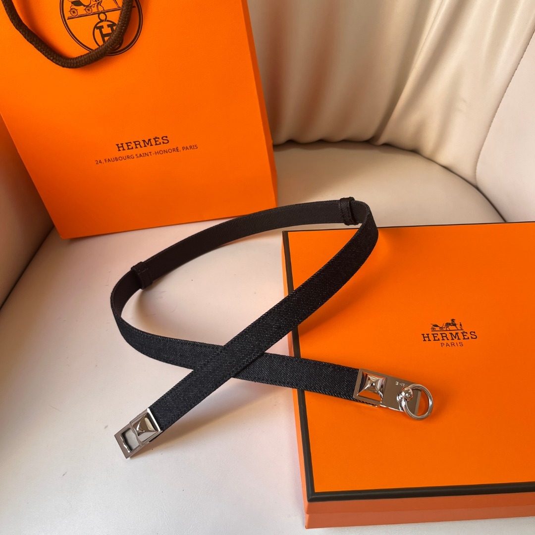 Hermès Black Canvas Web Belt