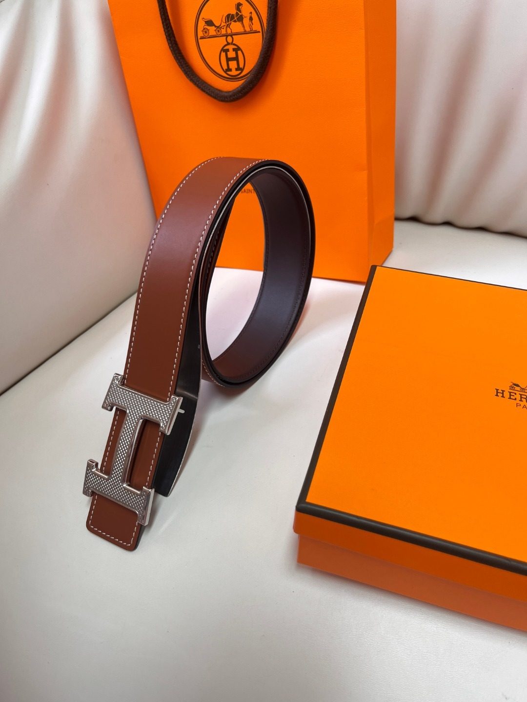 Hermès Reversible Leather H Belt