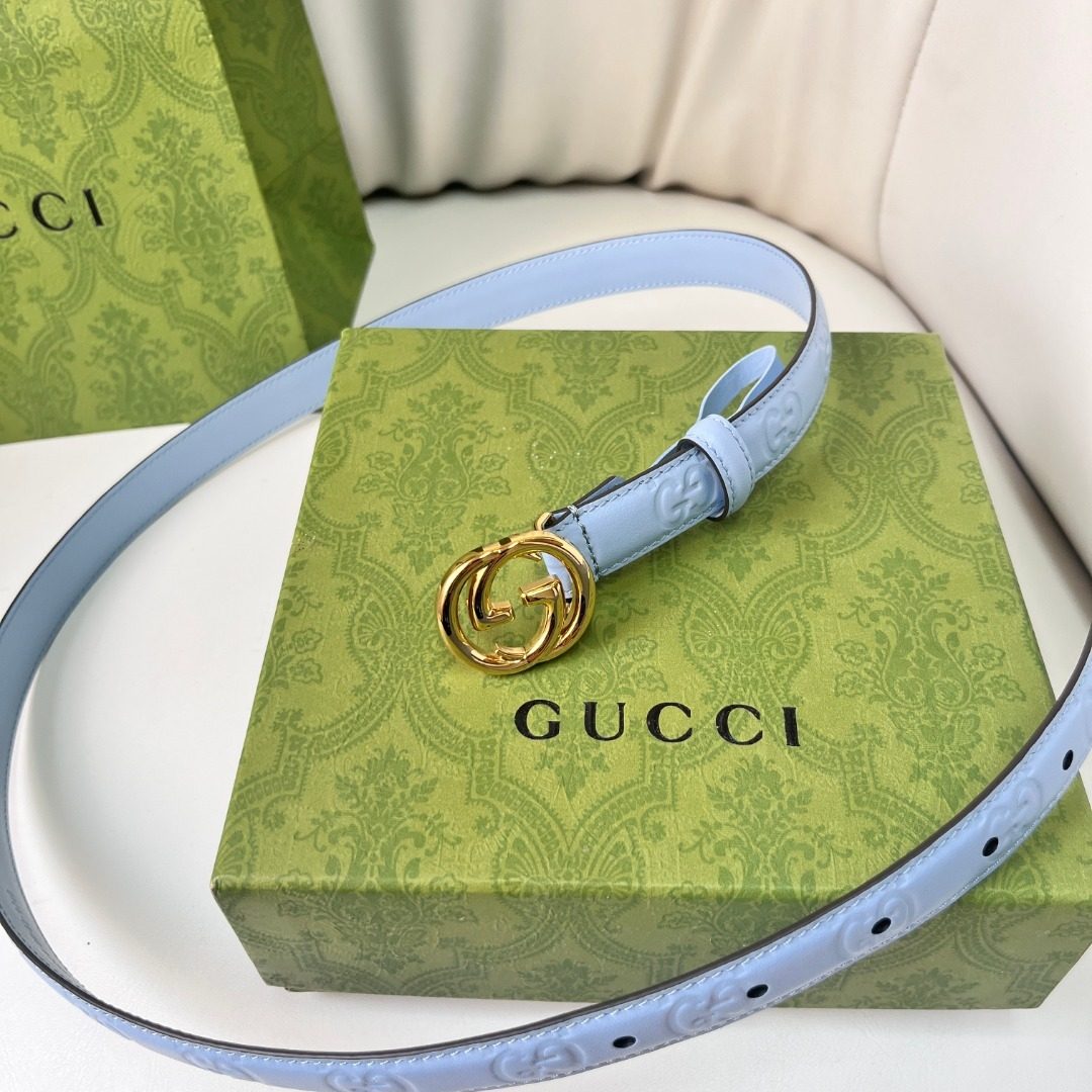 Gucci GG Marmont Light Blue Leather Belt